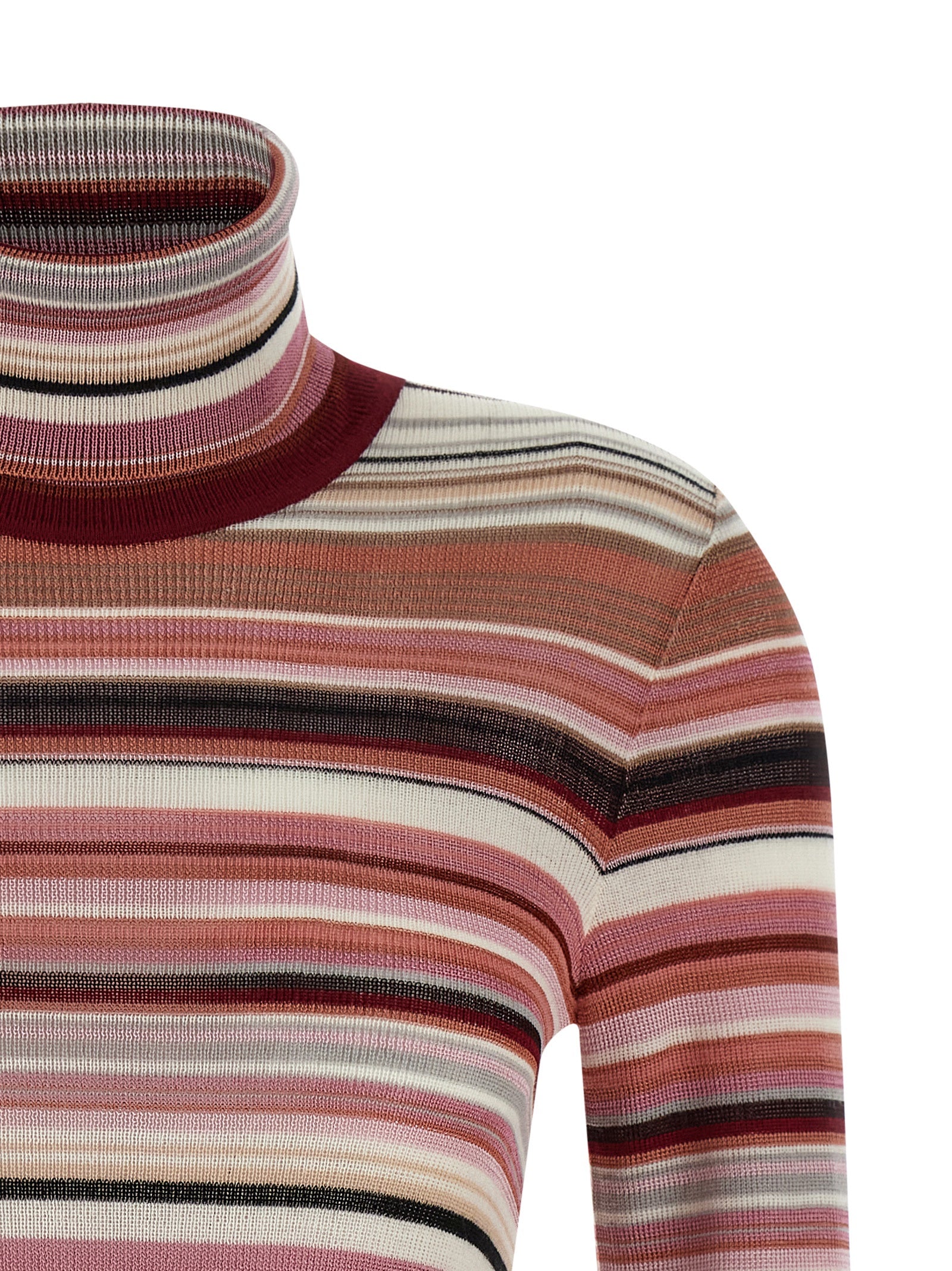 Striped Turtleneck Sweater Sweater - Pink