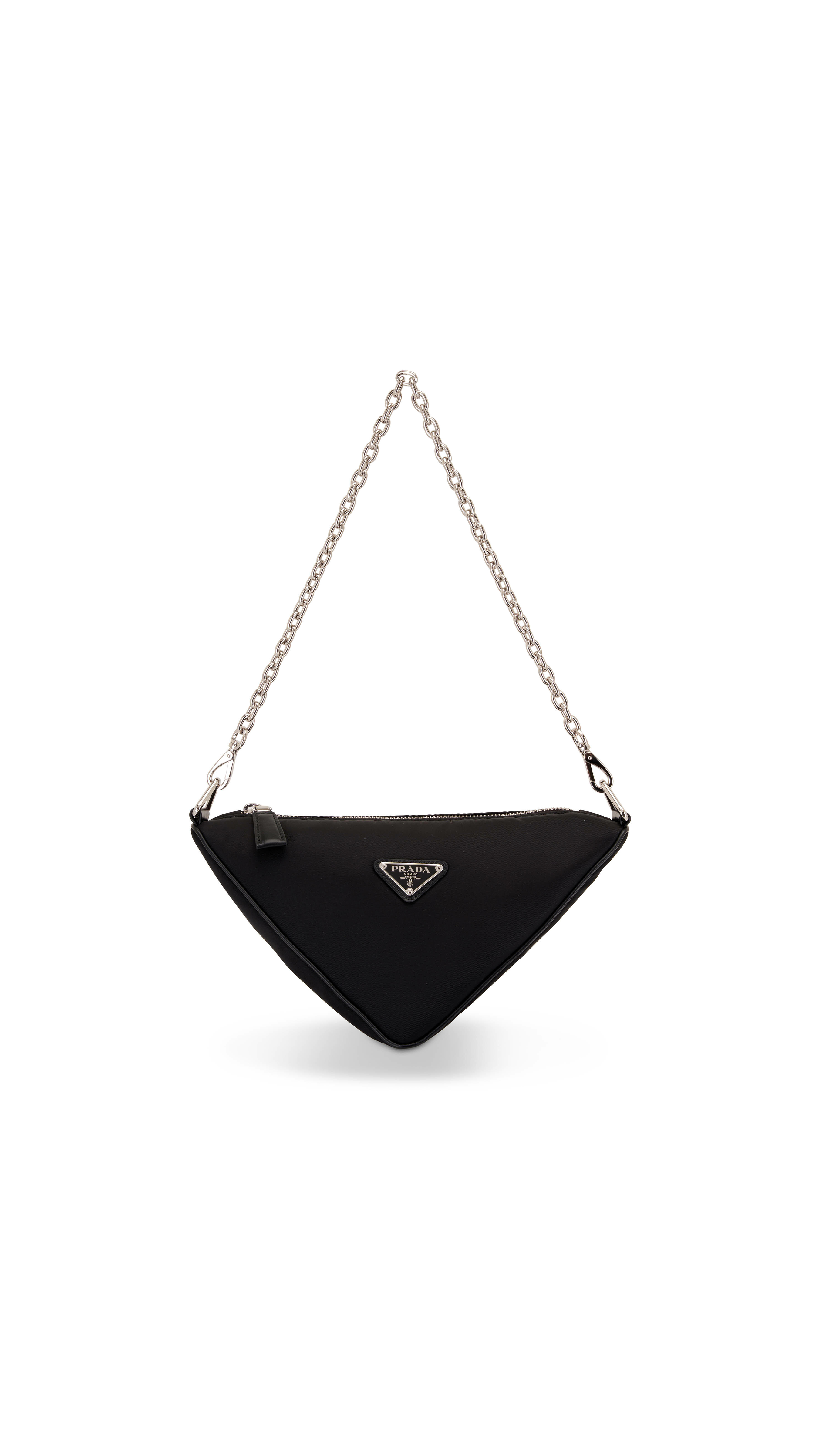 Prada Triangle Chained Clutch Bag in Black