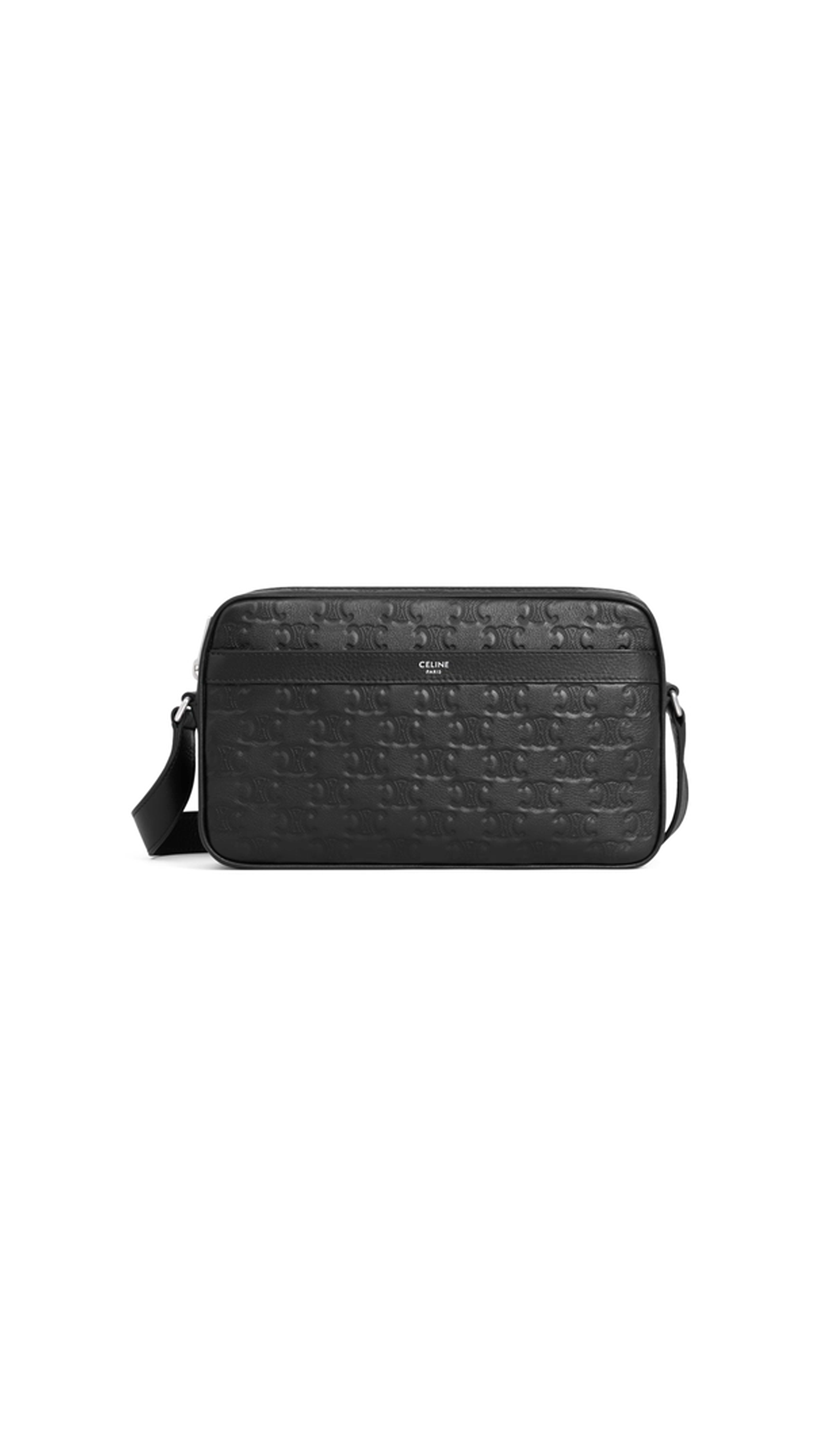 Medium Messenger In Calfskin With Triomphe Embossed - Black