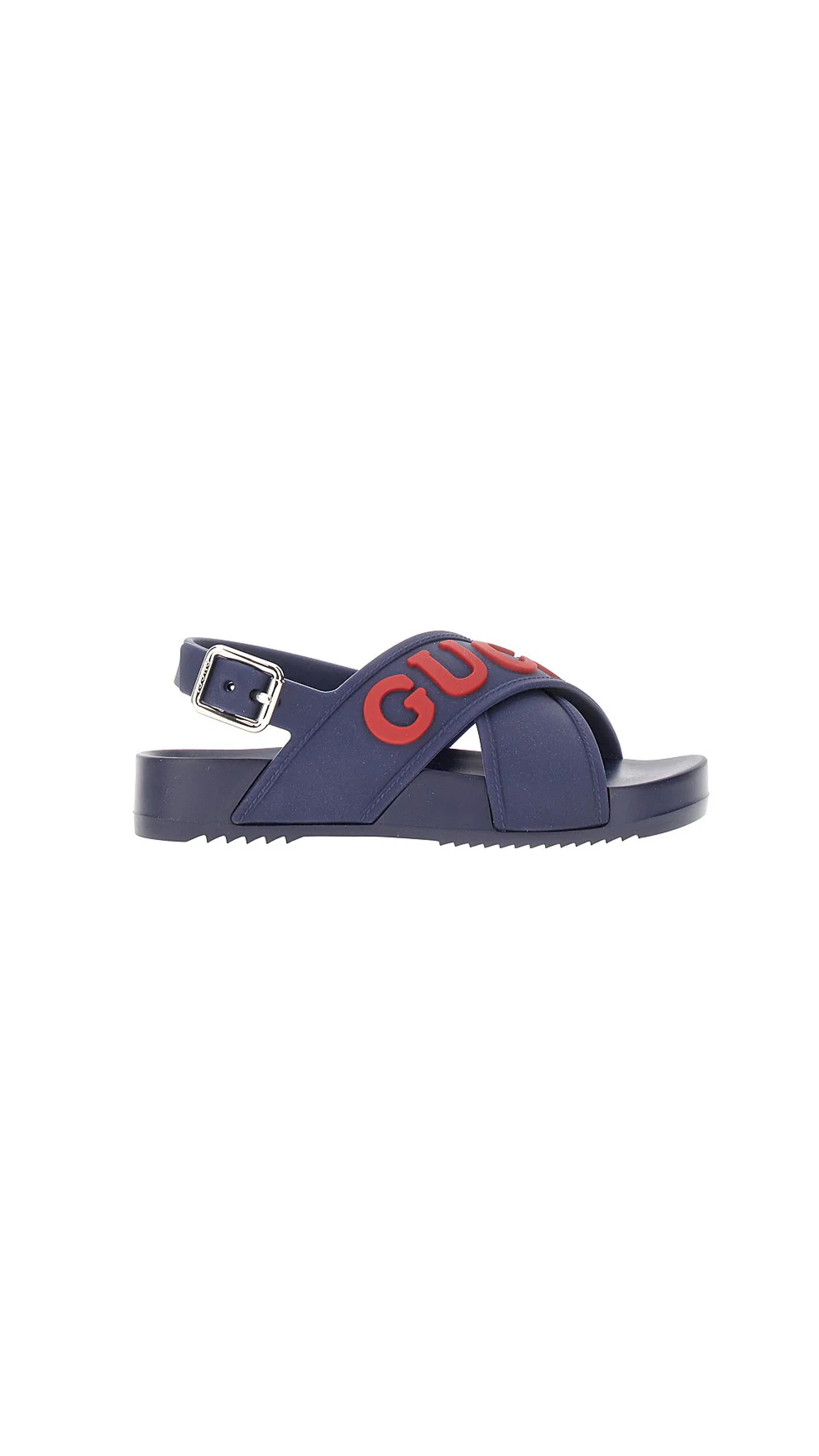 Kids Rubberised-logo Flat Sandals - Blue