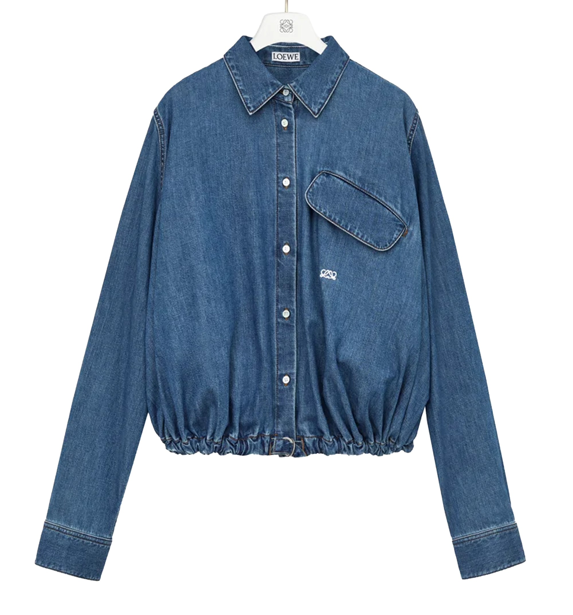 Belted shirt in denim