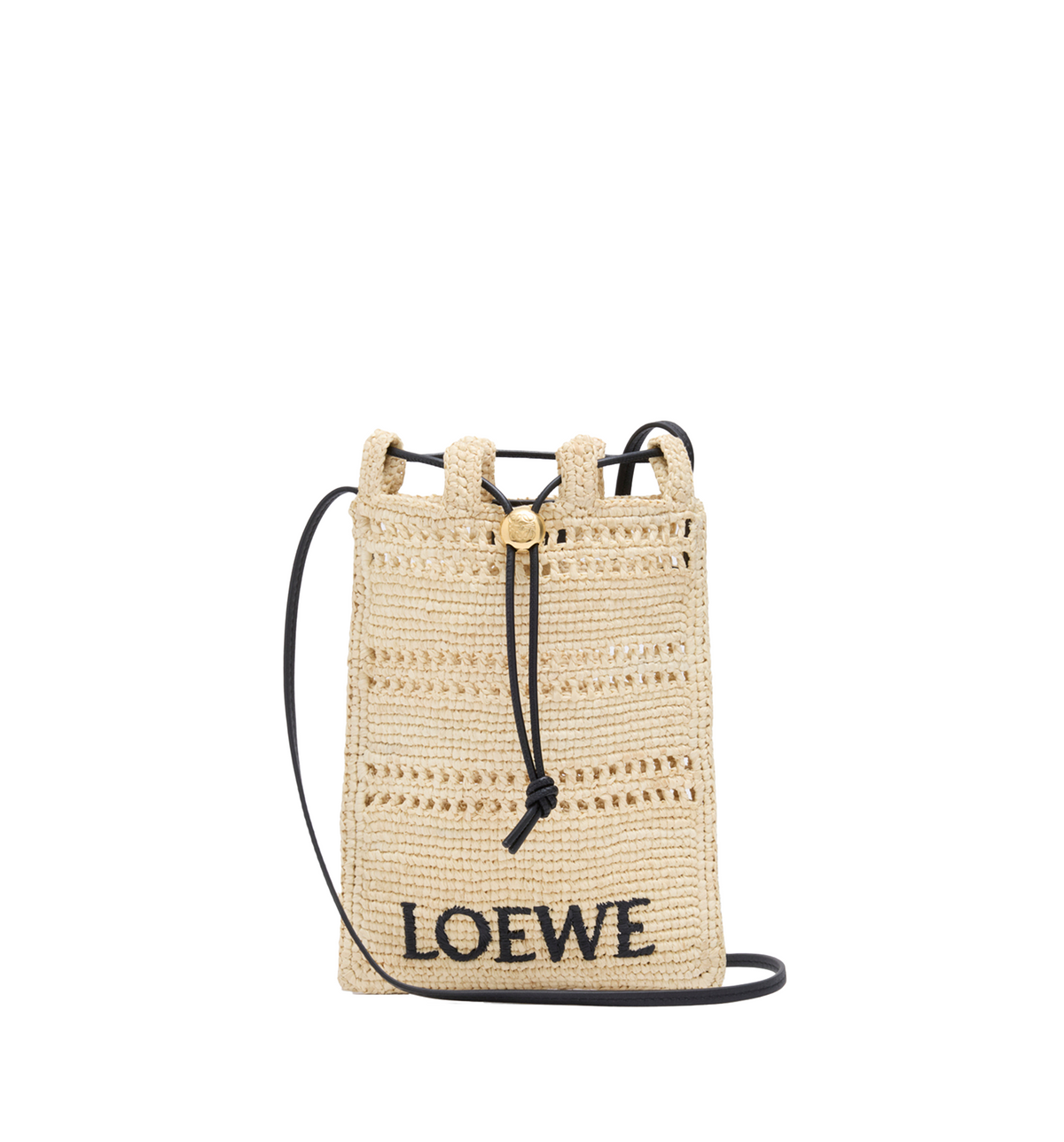 Drawstring pocket in raffia