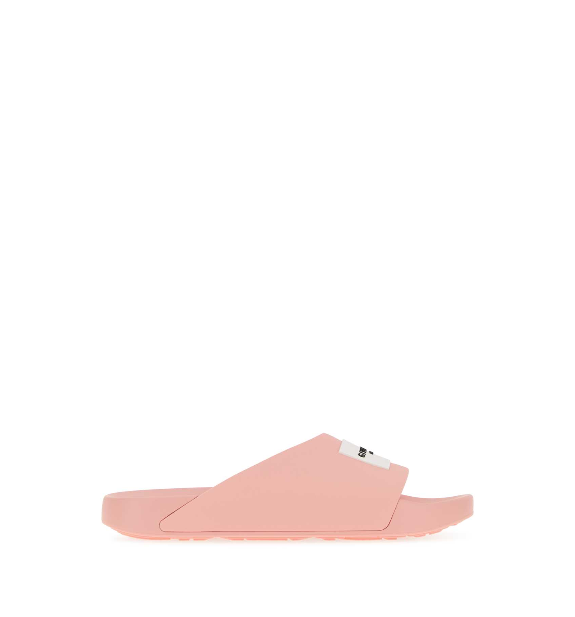 Label flat mules in rubber