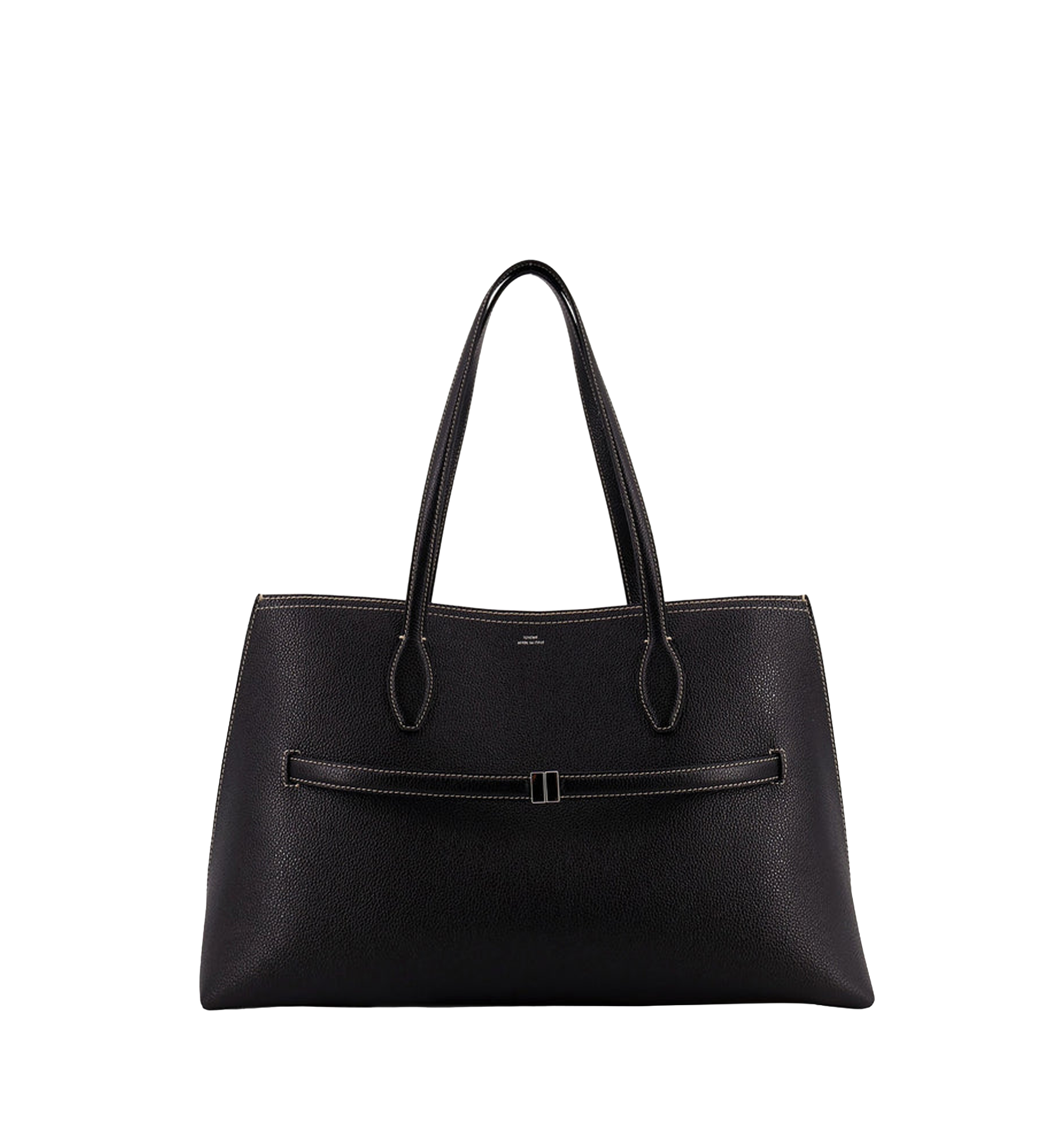 Leather shoulder bag with lettering logo on the front