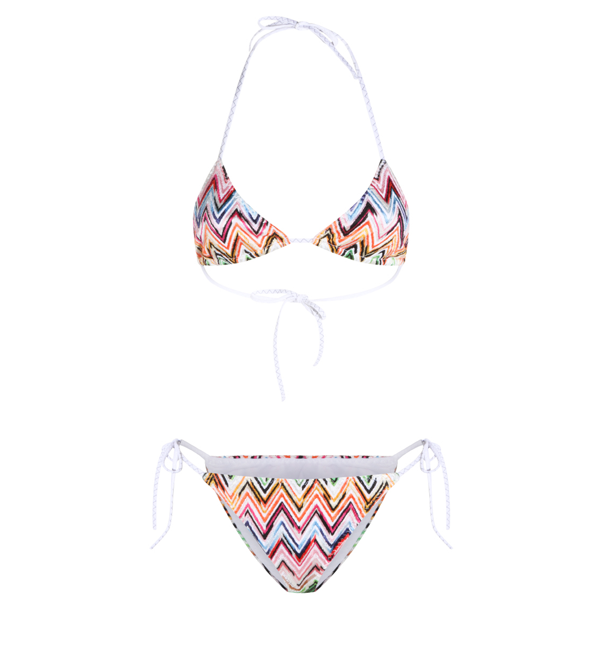 Stretch Viscose Lace-Motif Bikini with Zigzag Pattern