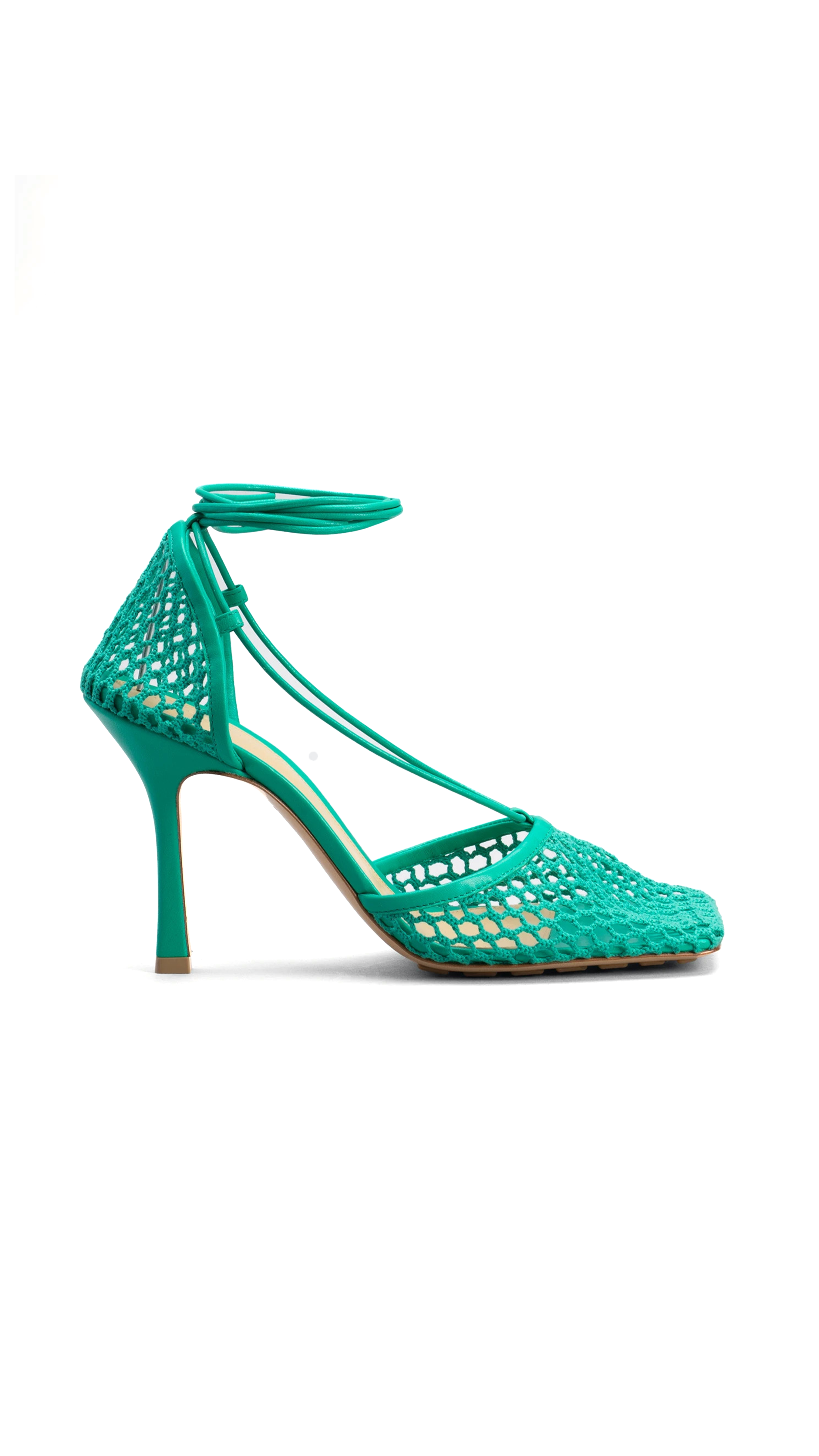 Stretch Lace- Up Sandals - Acid Turquoise