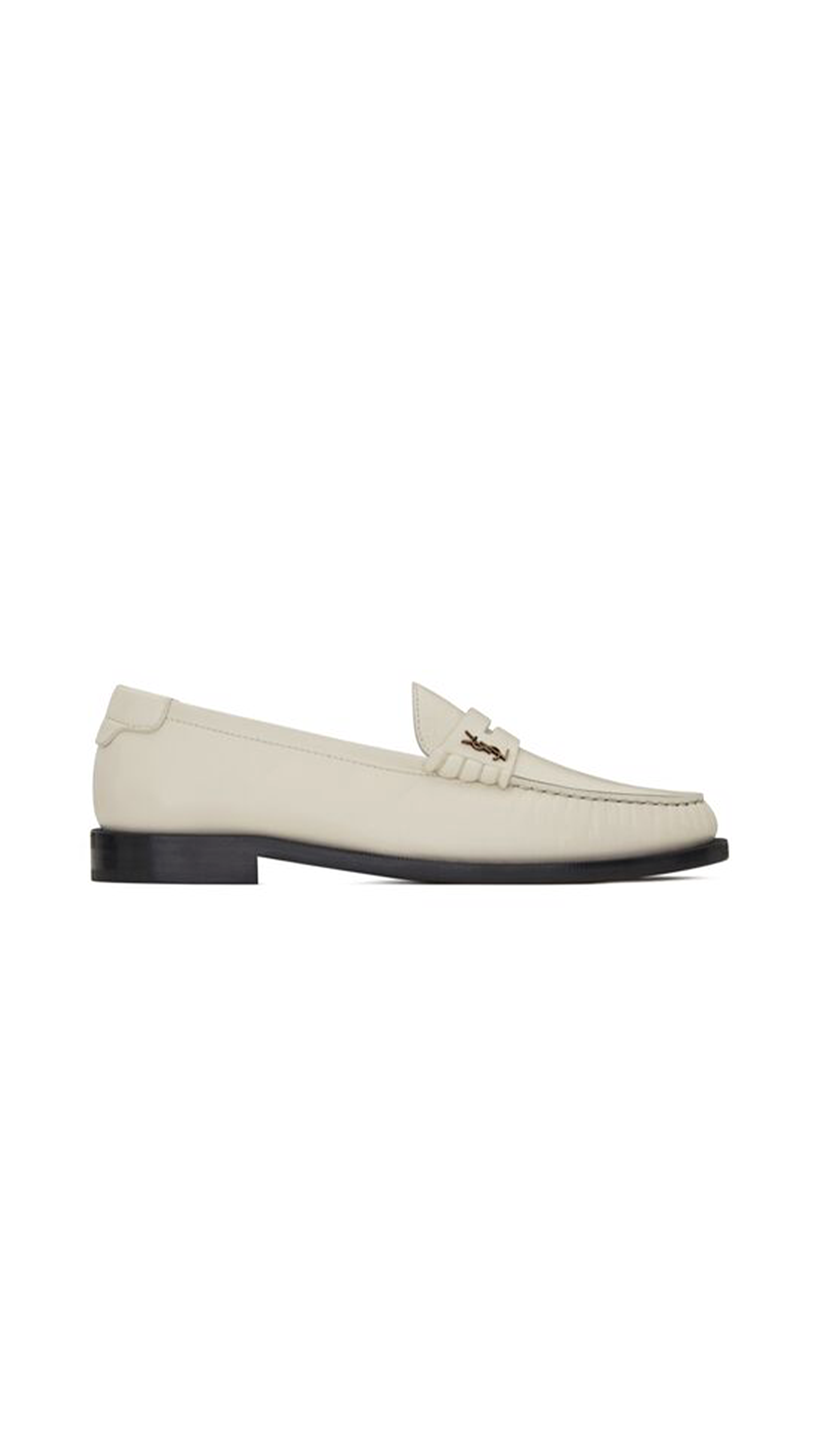 Le Loafer Monogram Penny Slippers In Smooth Leather - Pearl