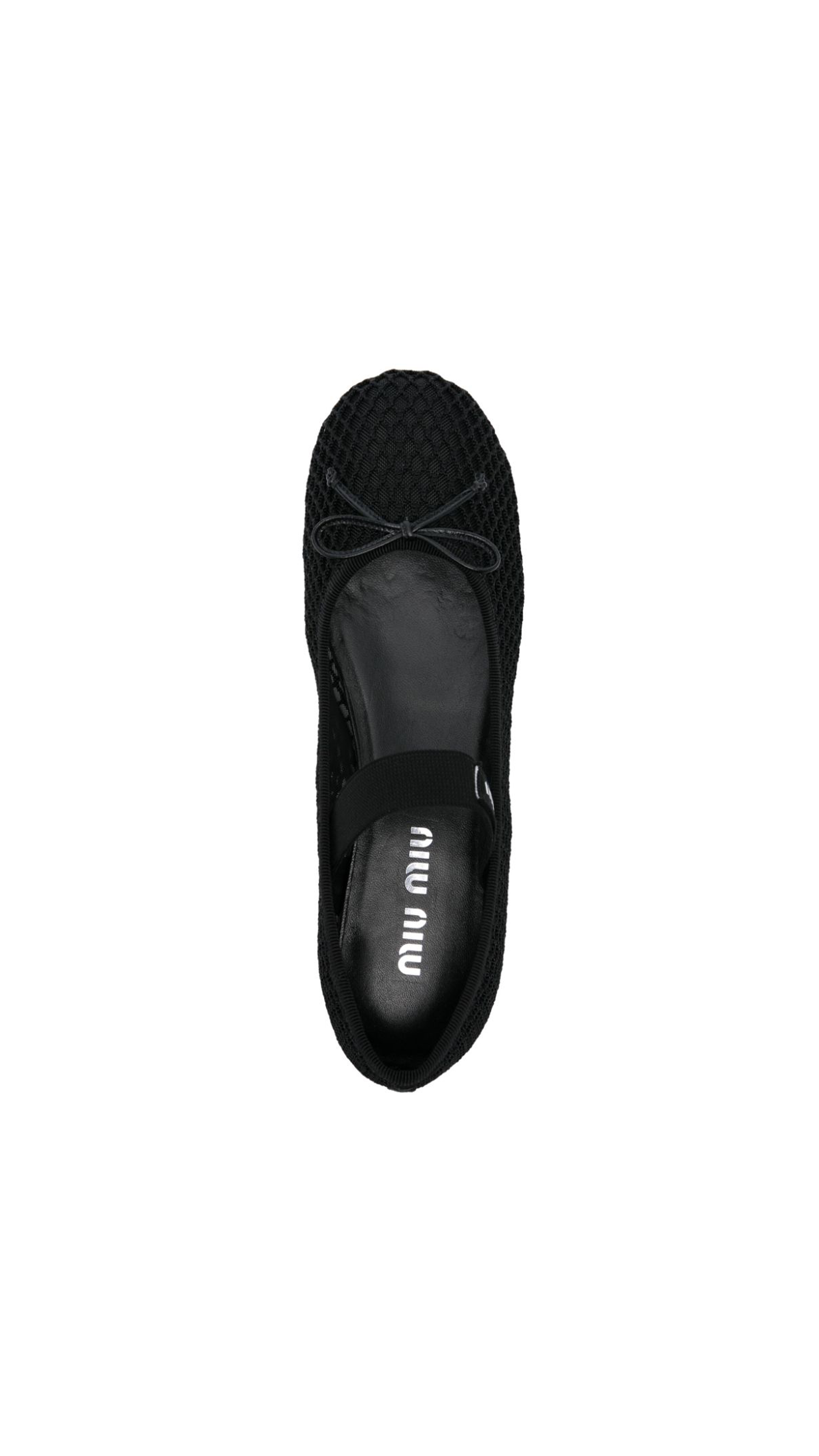 Mesh Fabric Ballerinas - Black