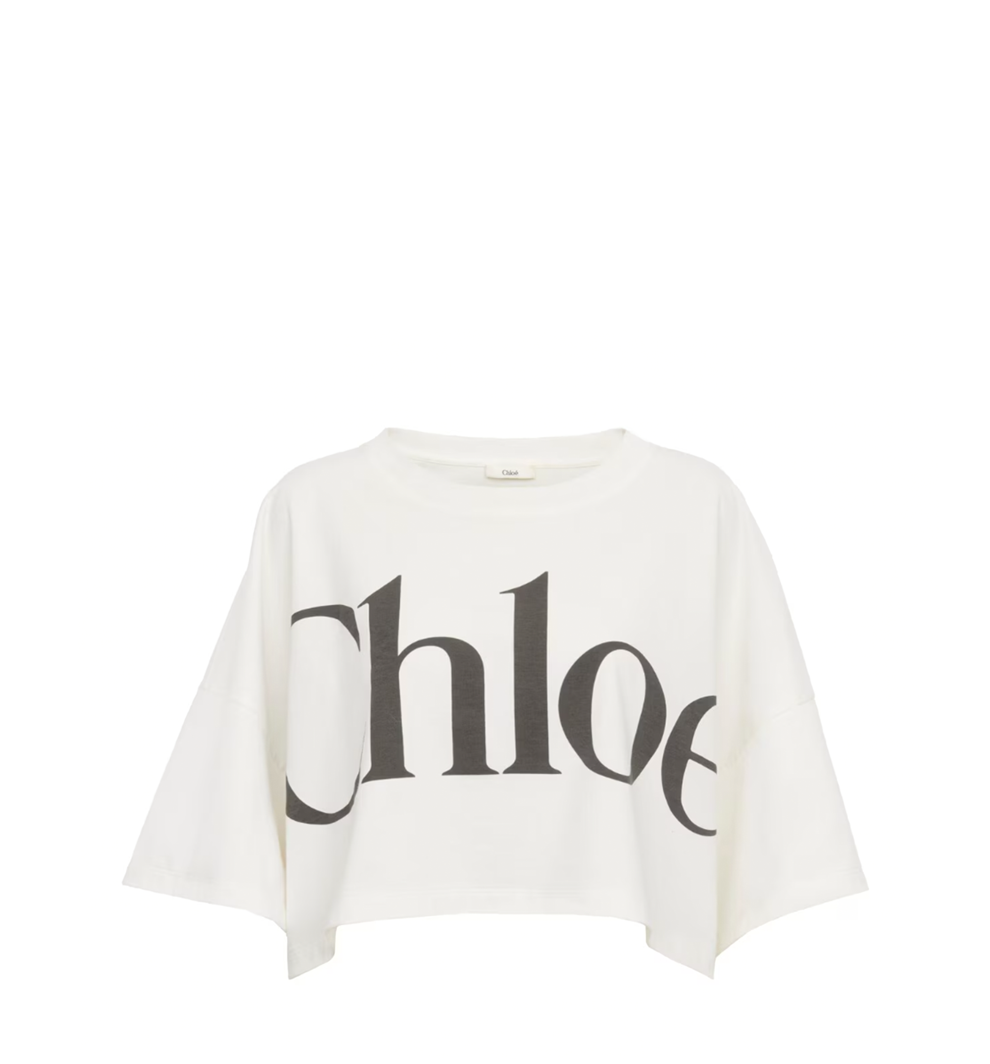 Cropped boxy logo T-shirt in cotton jersey