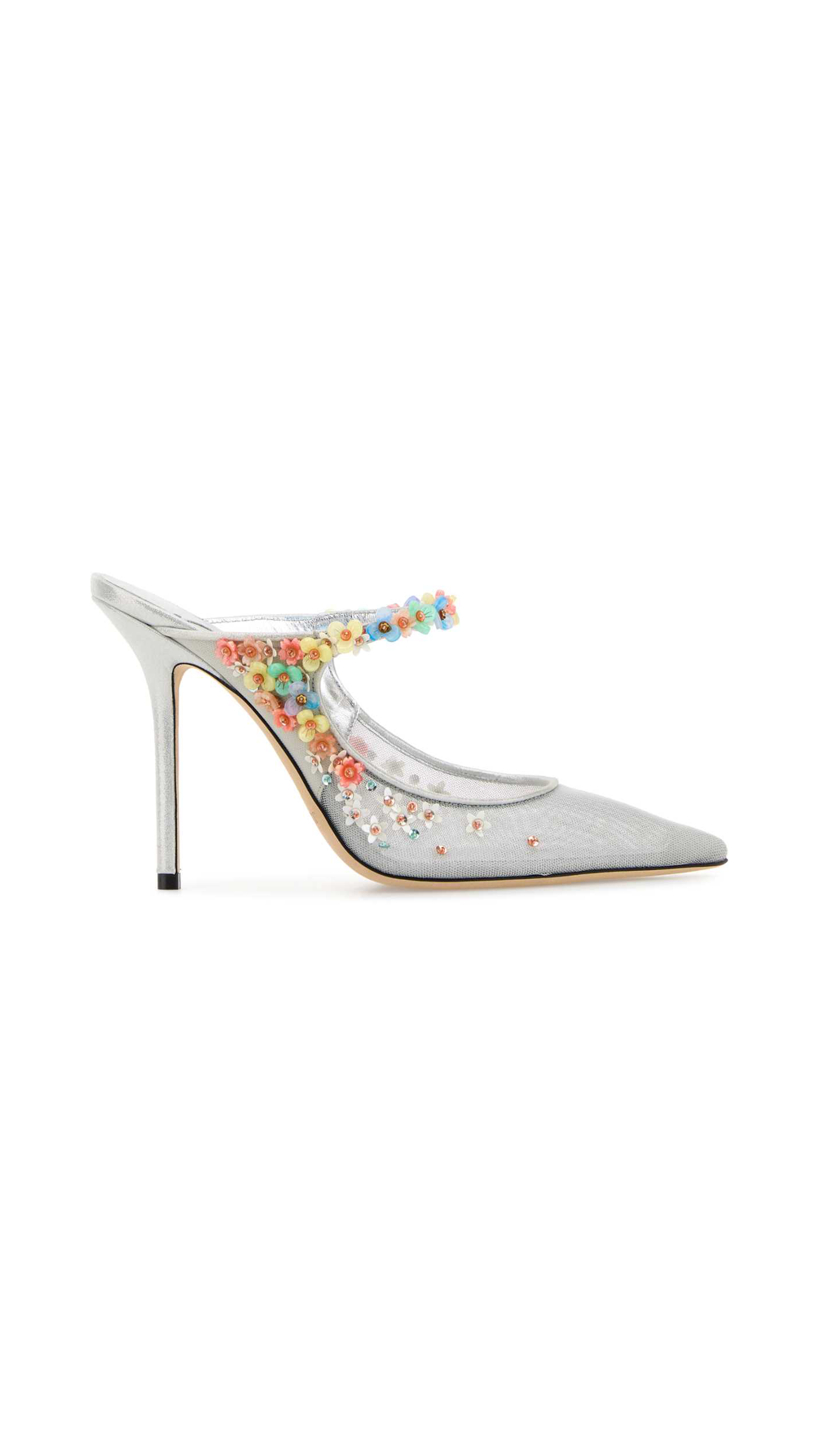 Bing Daisy 100 Mesh Embellished Mule - Silver/Multi