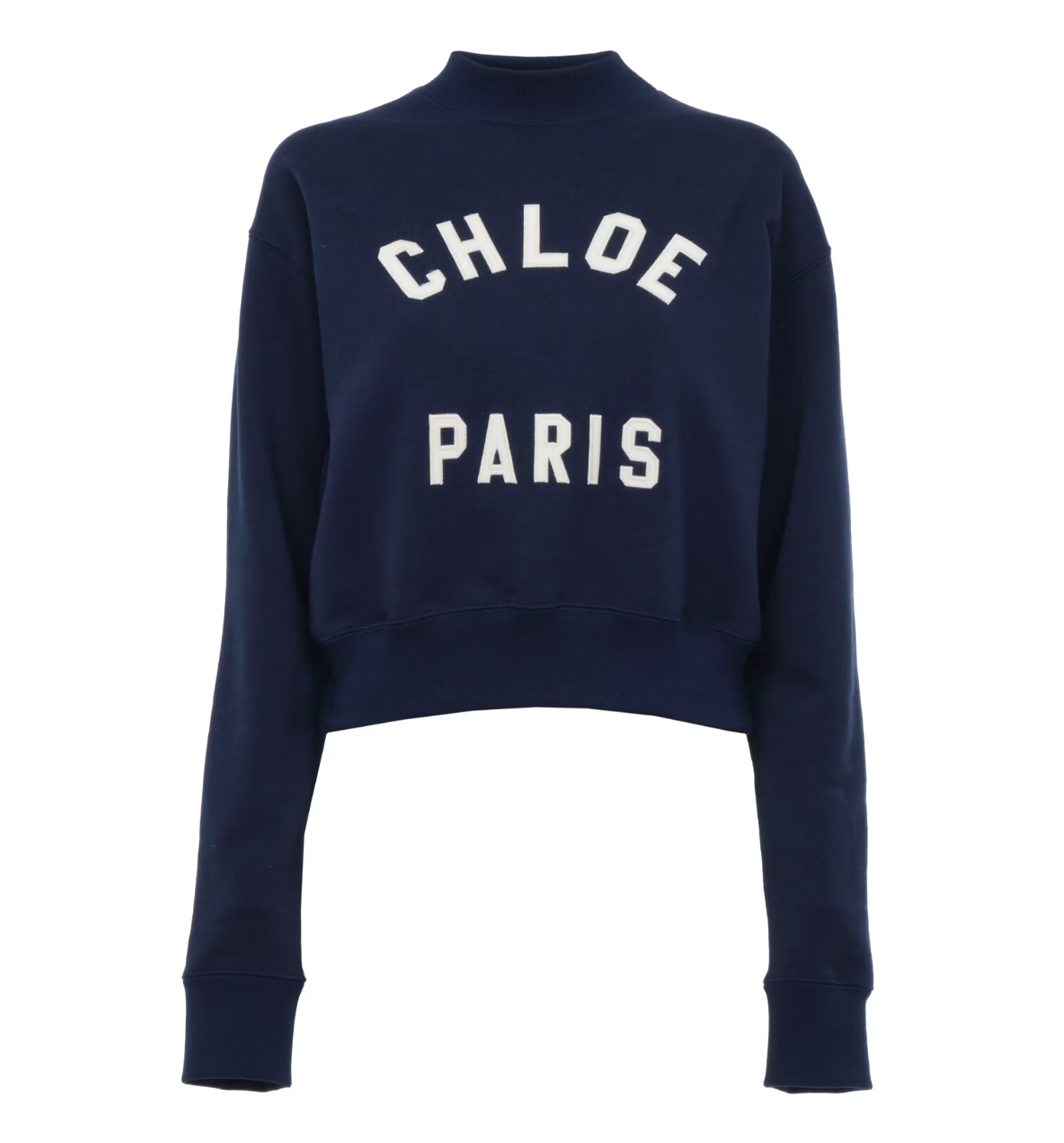 Mock-neck logo sweater in cotton fleece