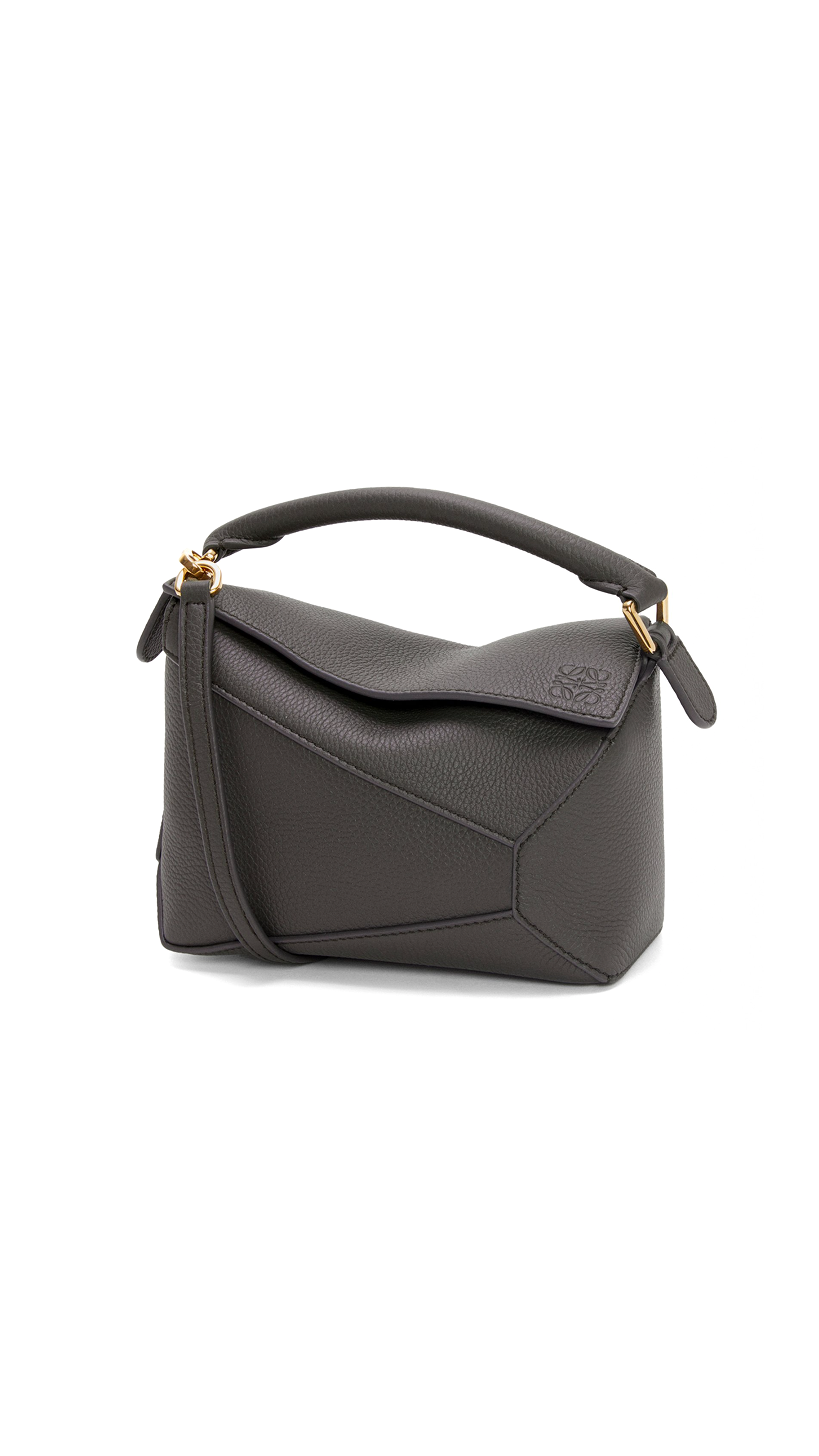 Mini Puzzle Bag in Soft Grained Calfskin - Dark Grey