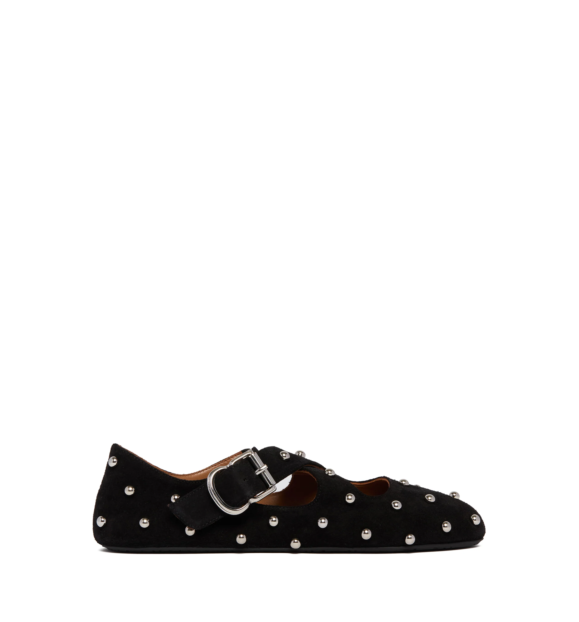 Criss Cross Ballet Flats in Suede with Studs