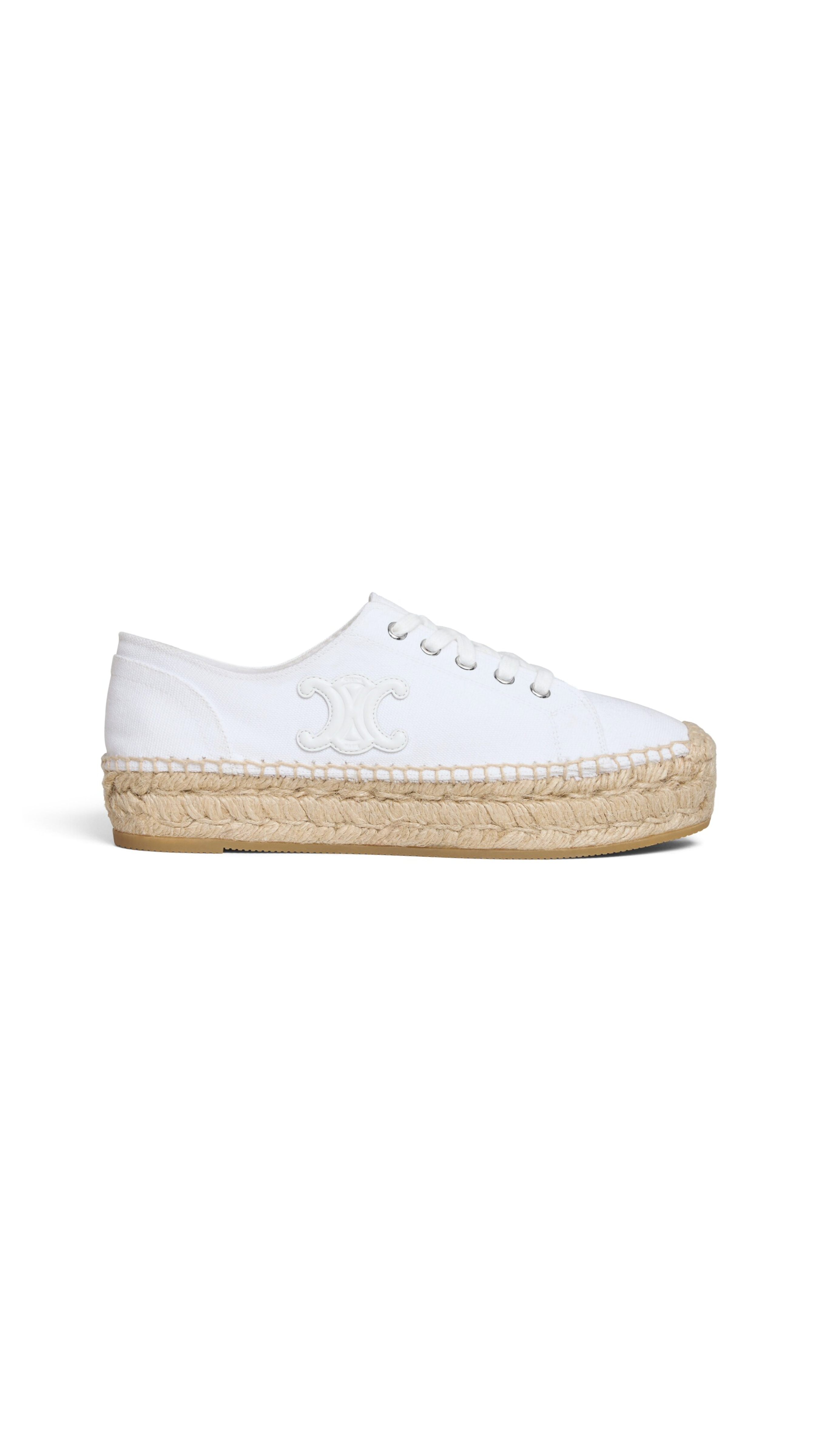 Les Espadrilles Lace-Up in canvas and Calfskin - White