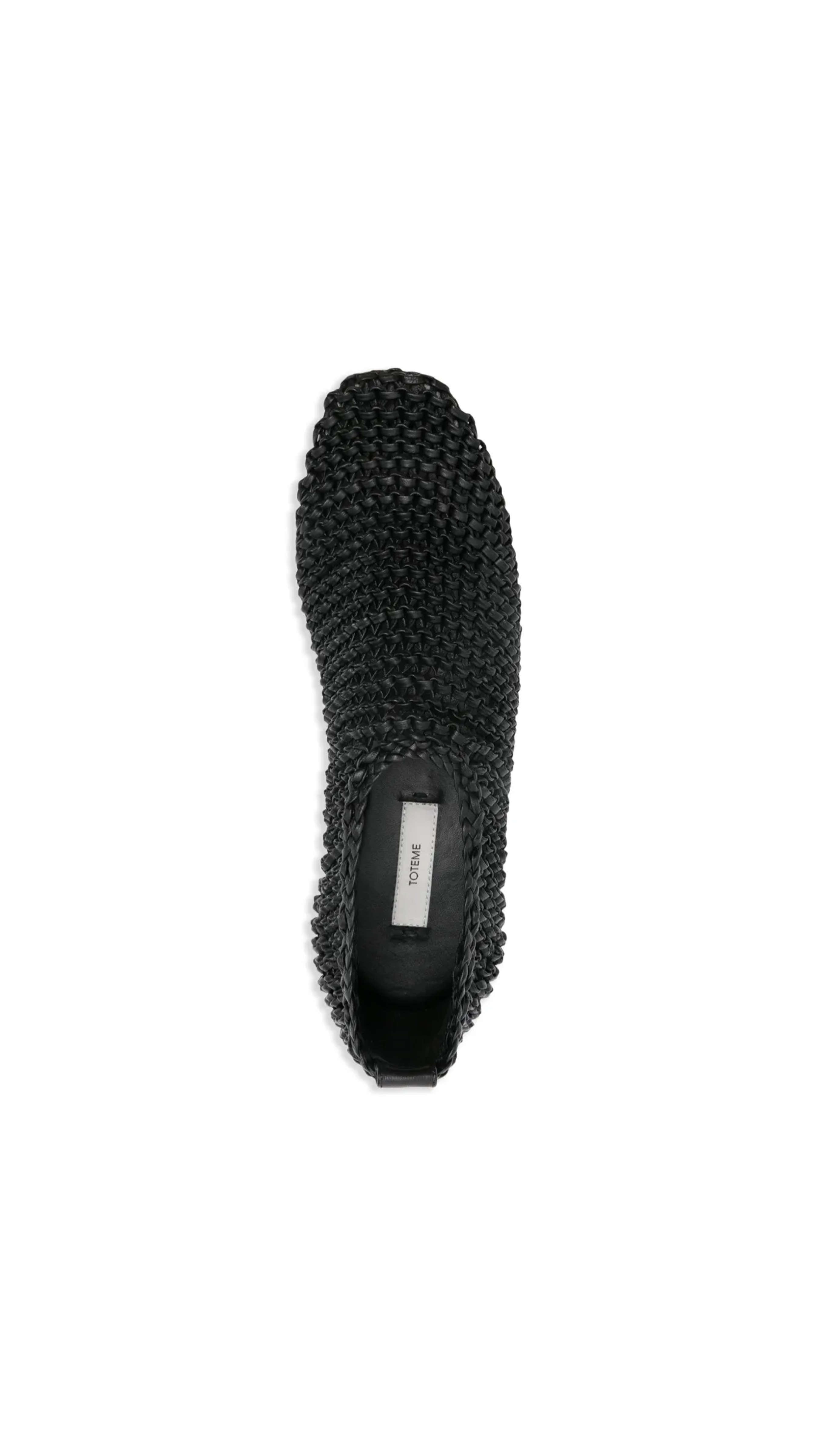 Woven Leather Ballerinas - Black