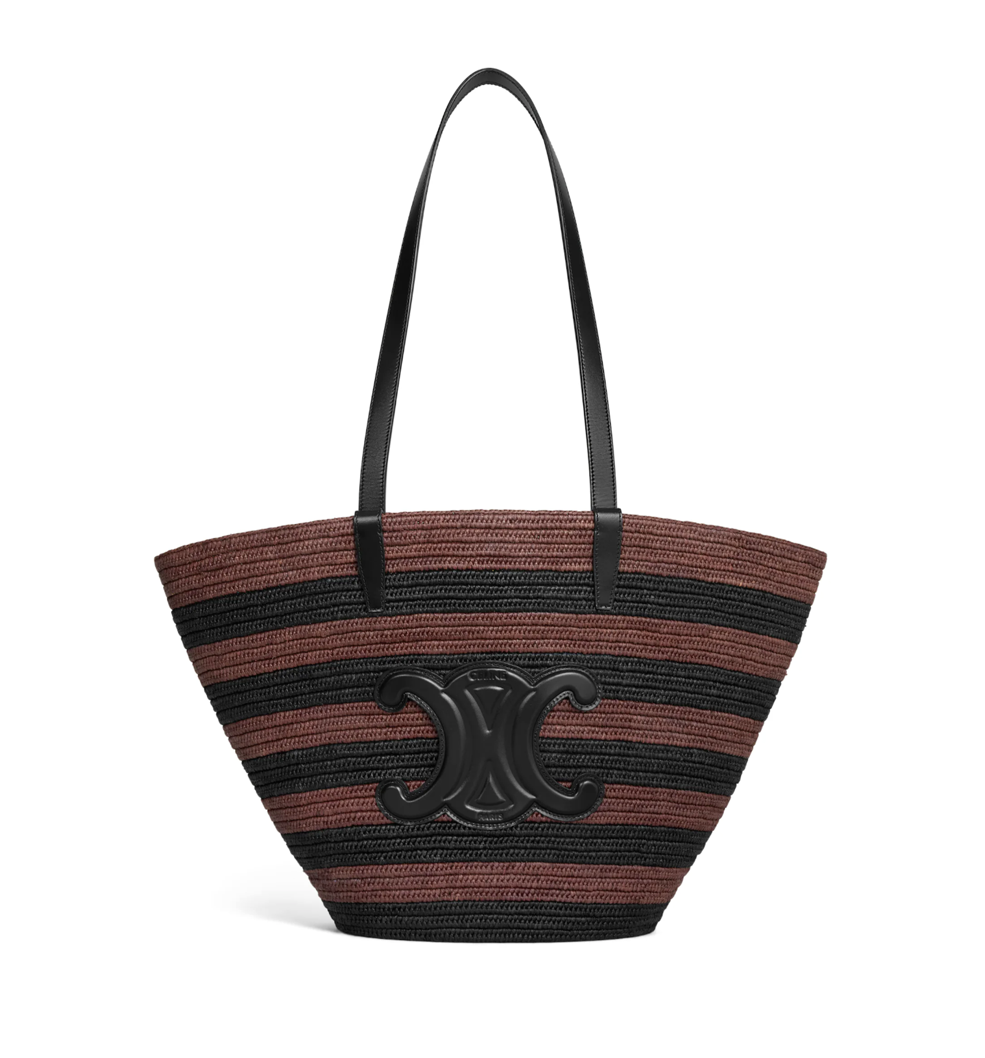 Couffin Celine Classic Panier in Striped Raffia and Calfskin