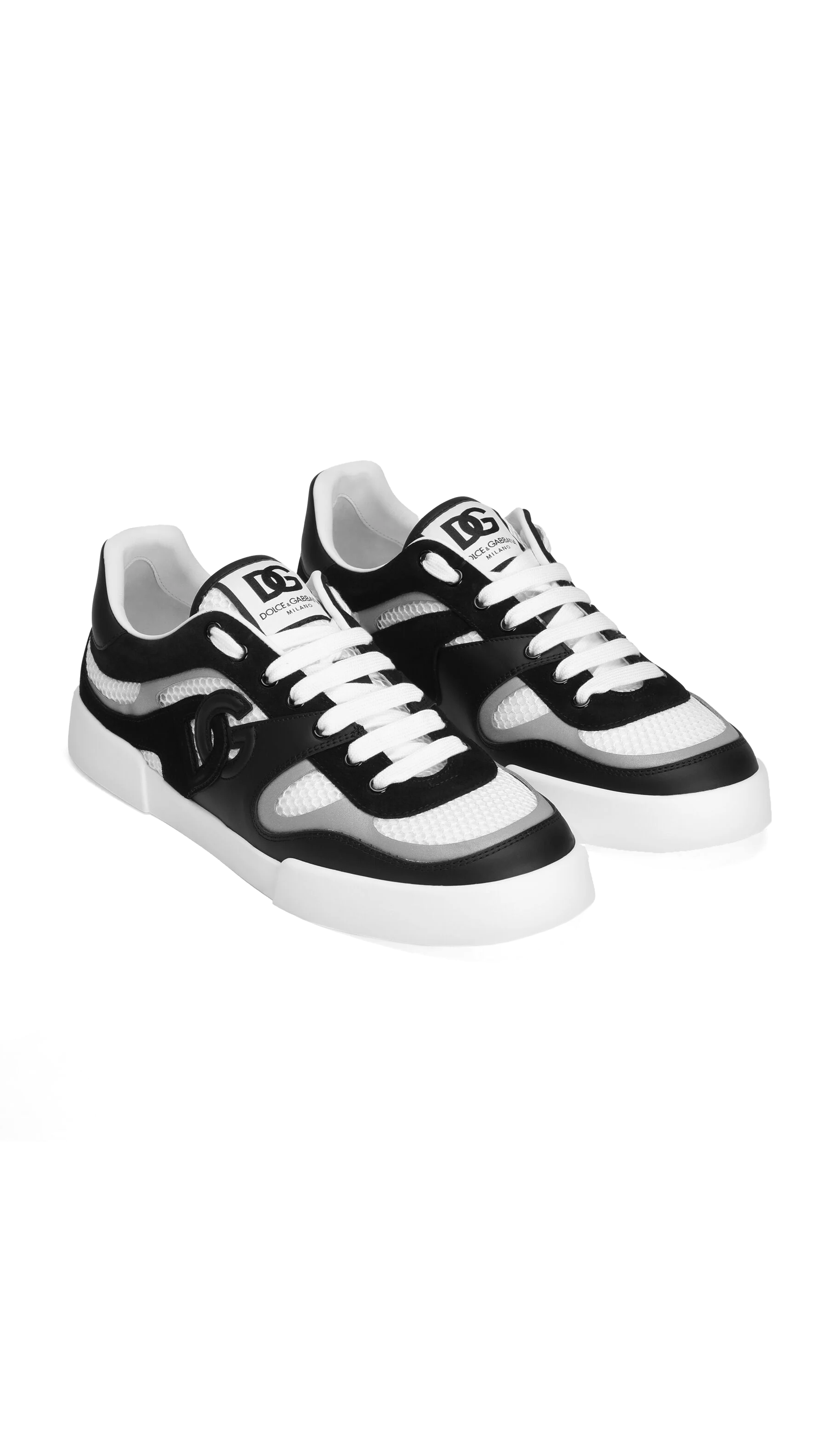 Calfskin Strobel Portofino Light Sneakers - White/Grey/Black