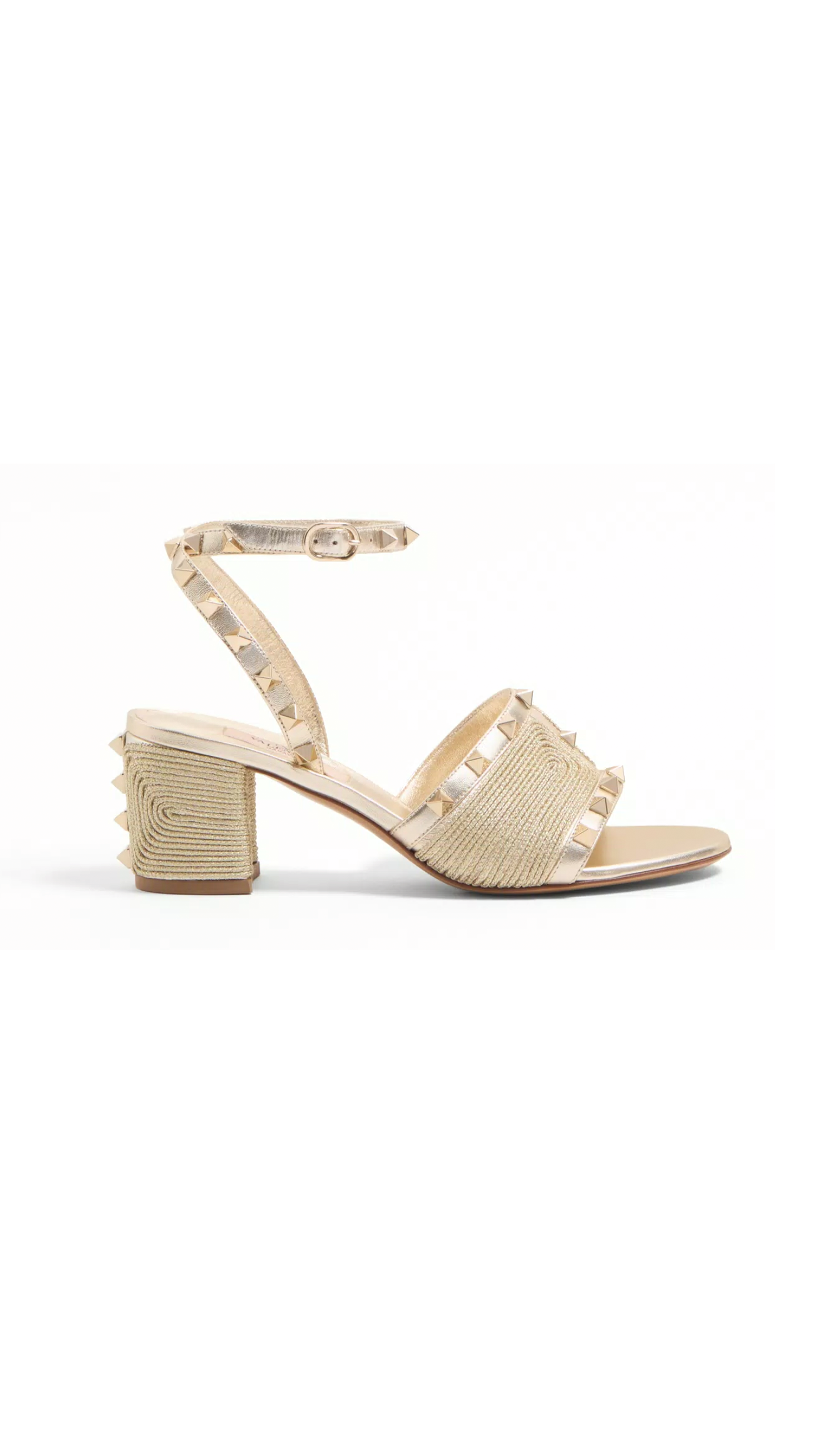 Rockstud Sandal in Laminated Nappa with Cornely Embroidery 60MM - Platinum