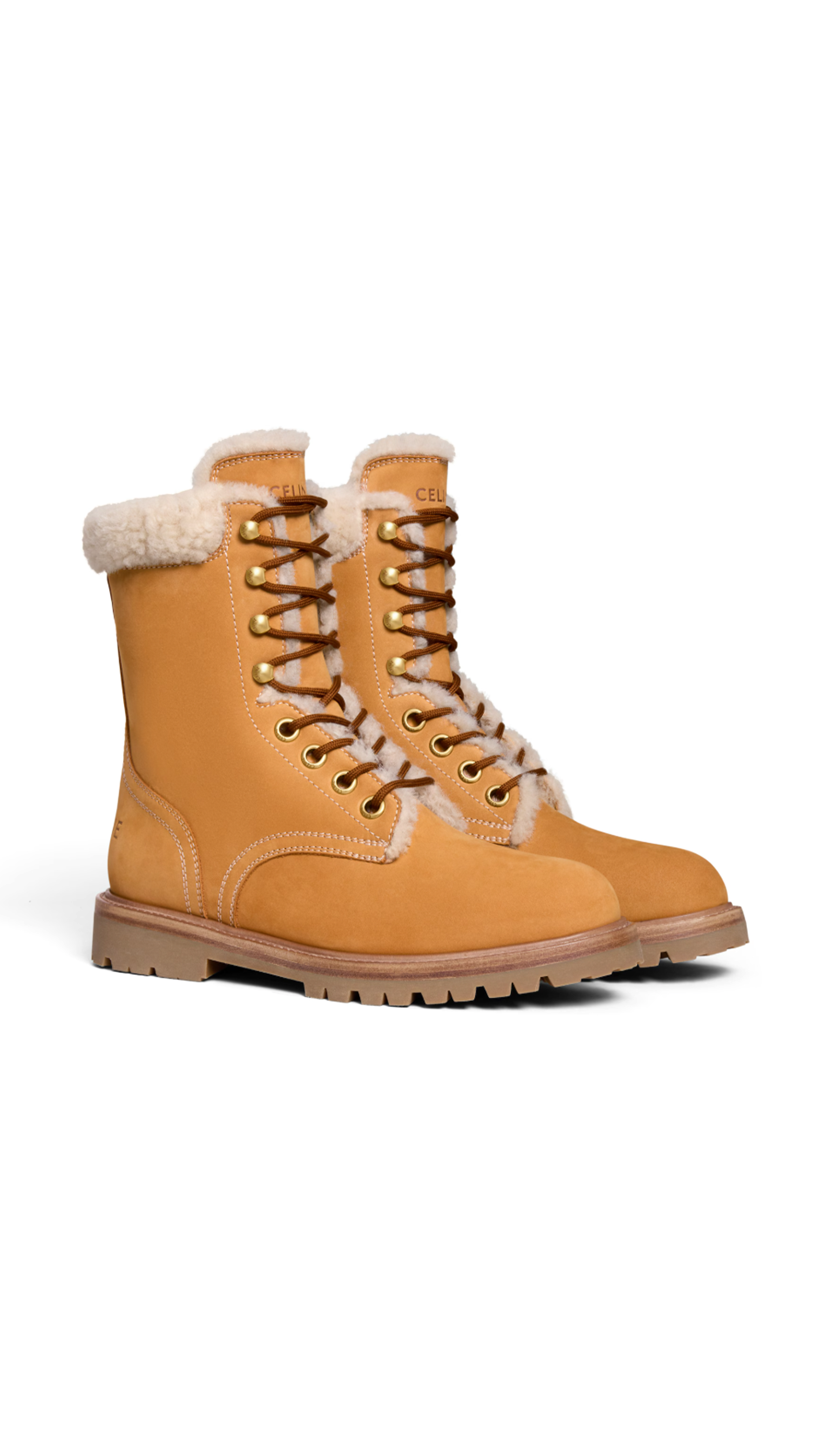 Kurt Lace-up Mid Boot in Nubuck & Shearling - Light Tan/Natural
