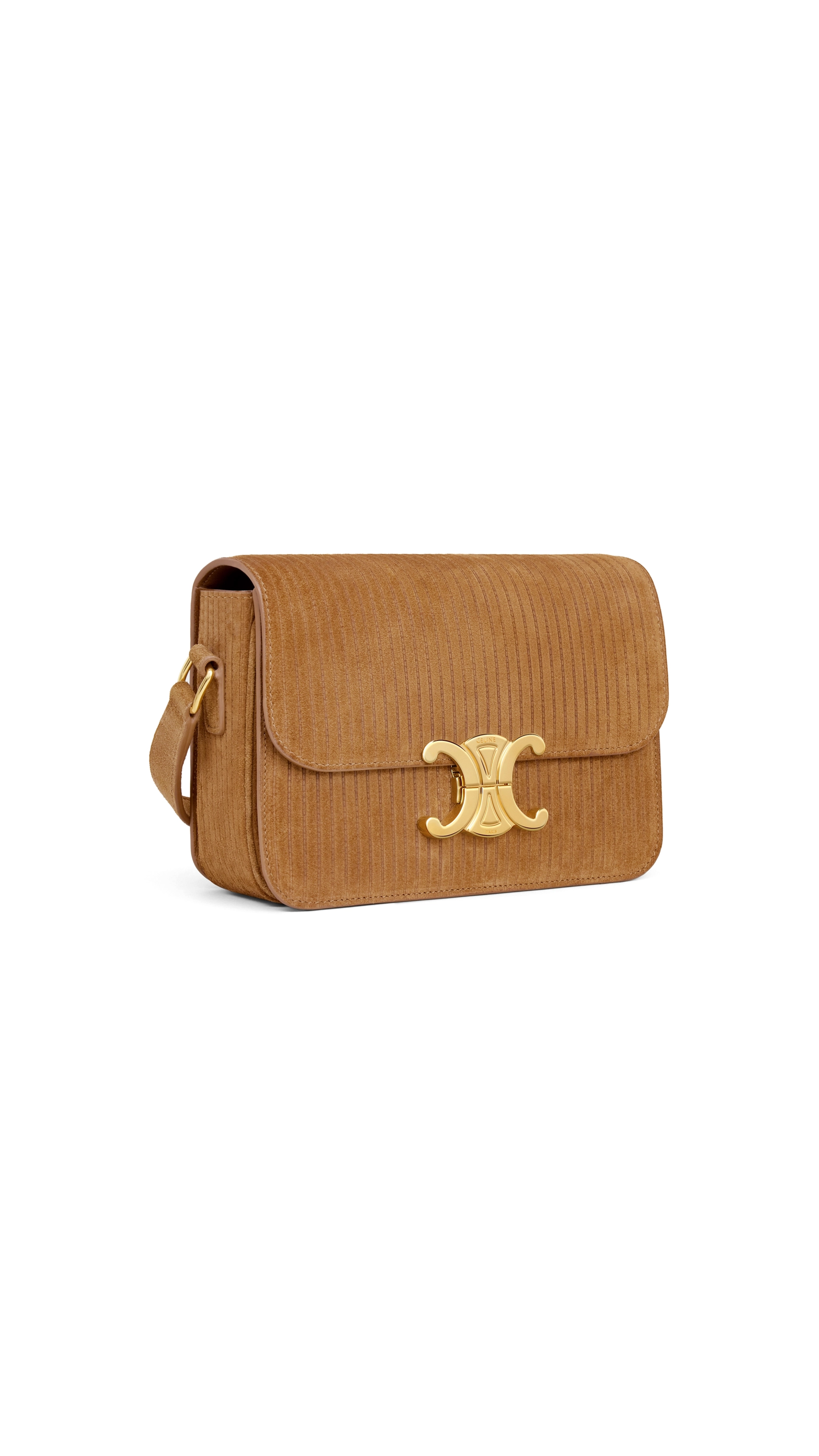 Teen Triomphe Bag in Striped Suede Calfskin - Tobacco