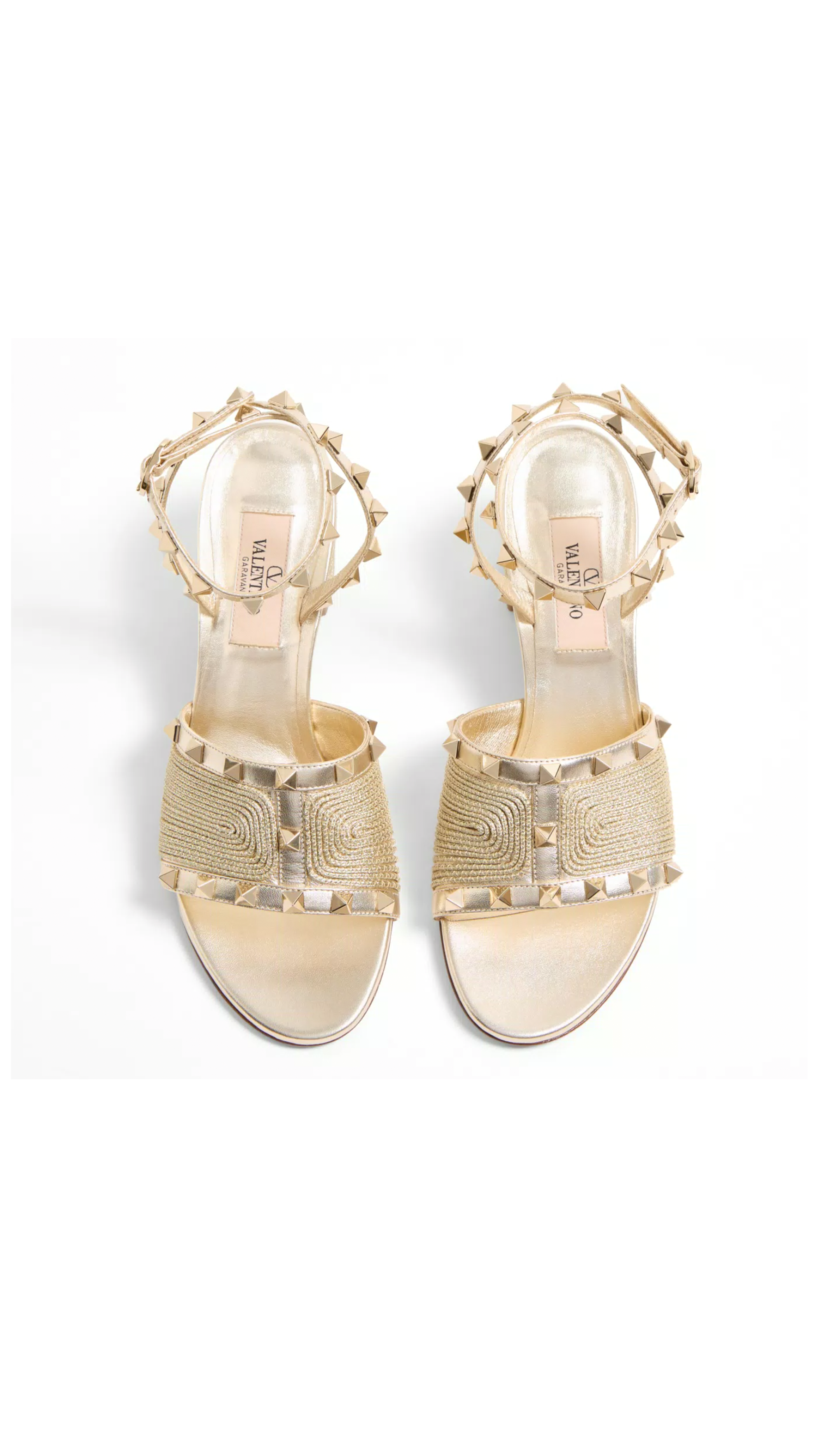 Rockstud Sandal in Laminated Nappa with Cornely Embroidery 60MM - Platinum