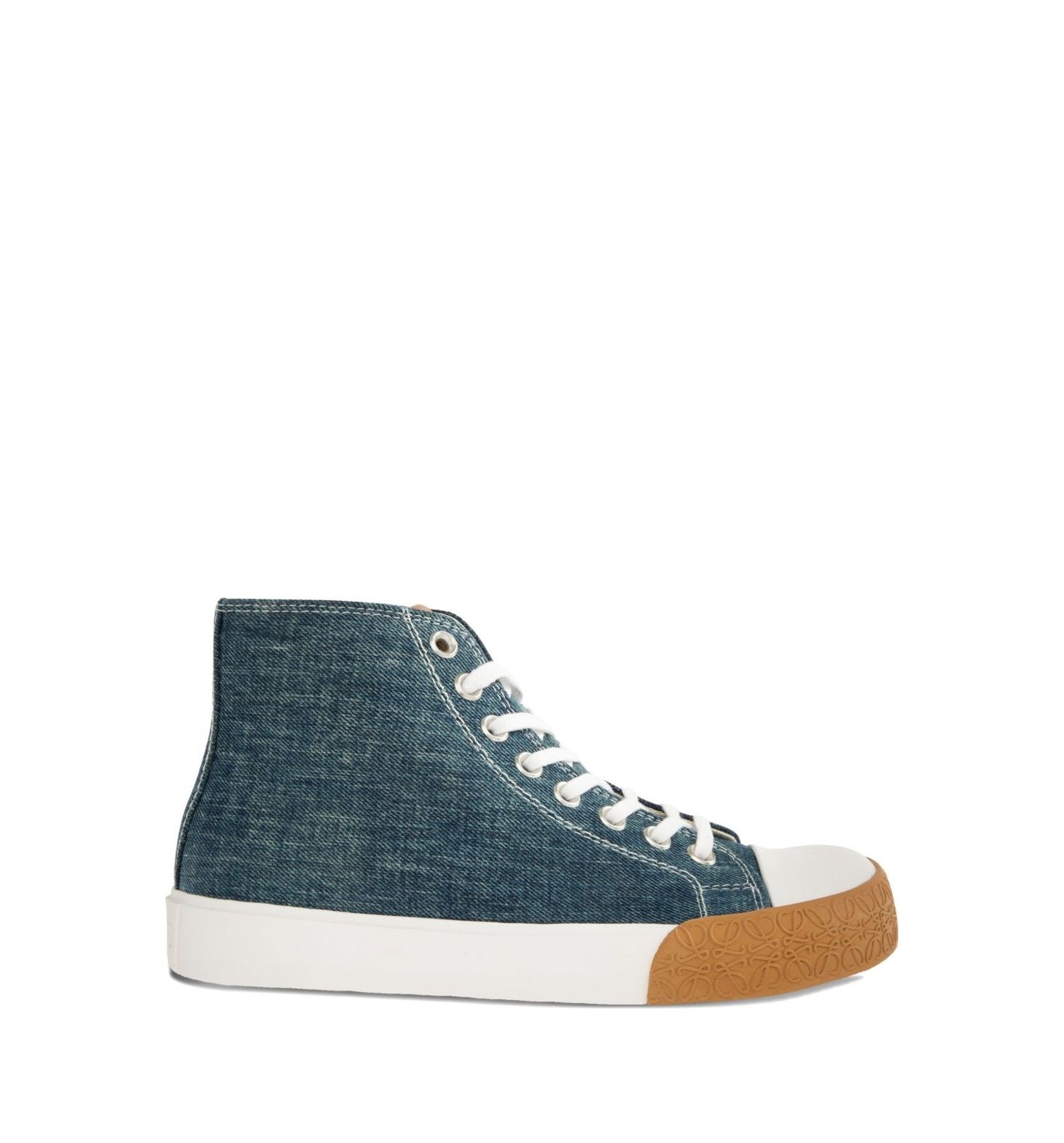 Bloc High-Top Sneaker in Denim