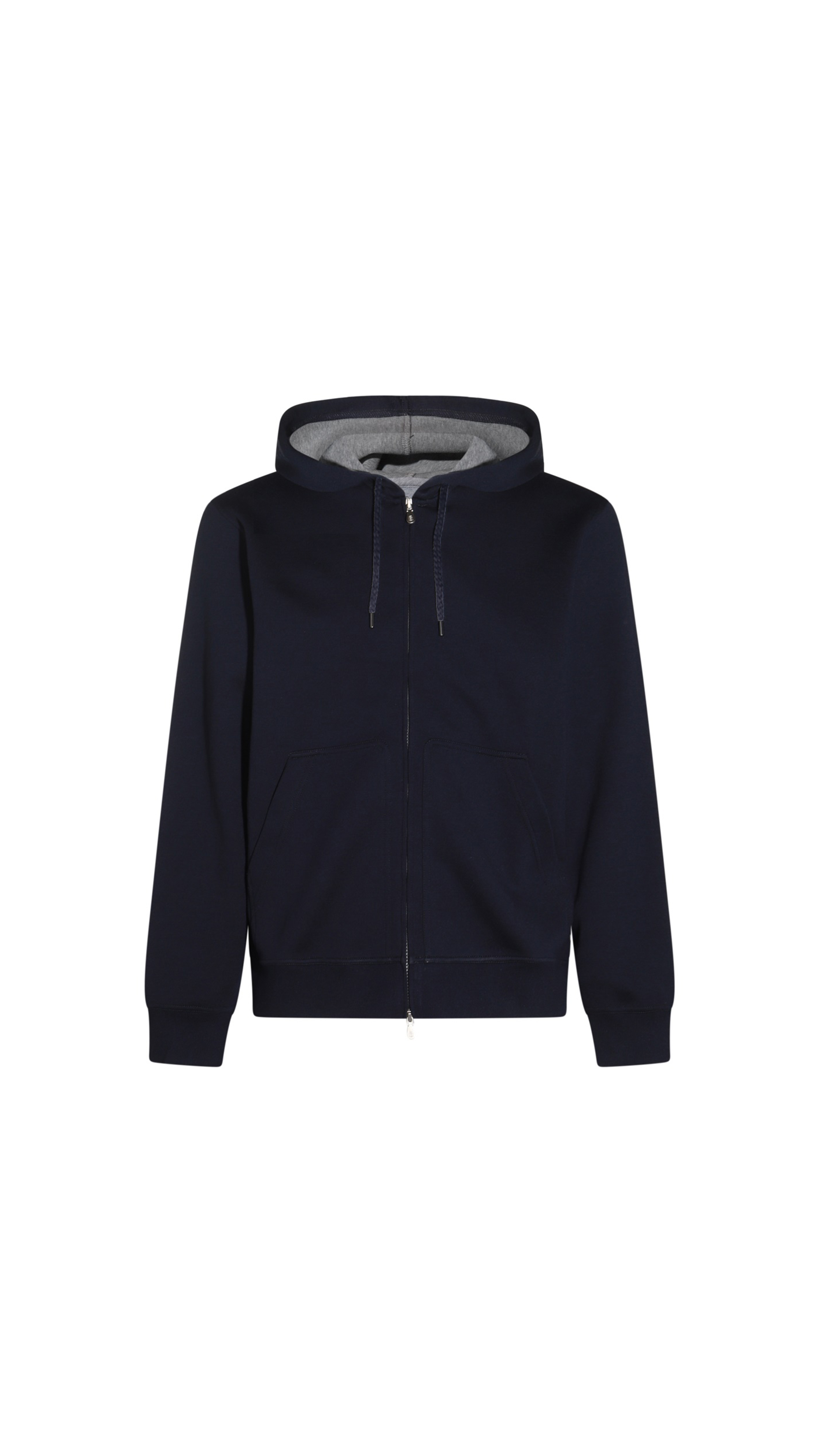 Cotton, Cashmere & Silk French Terry Double Cloth Hooded Sweatshirt with Zipper - Cobalt