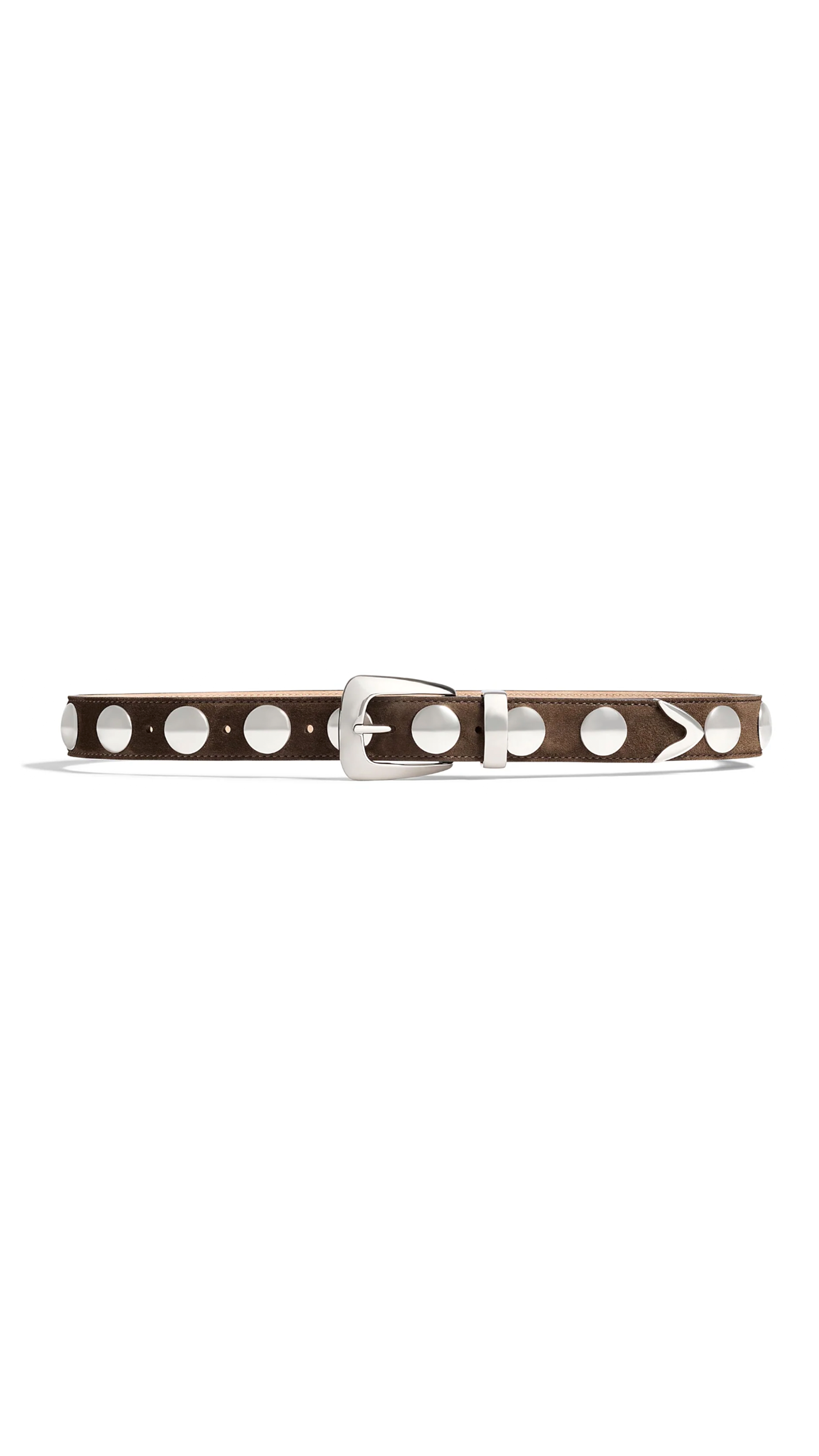 Benny Belt in Suede with Studs - Ebano Suede/Silver