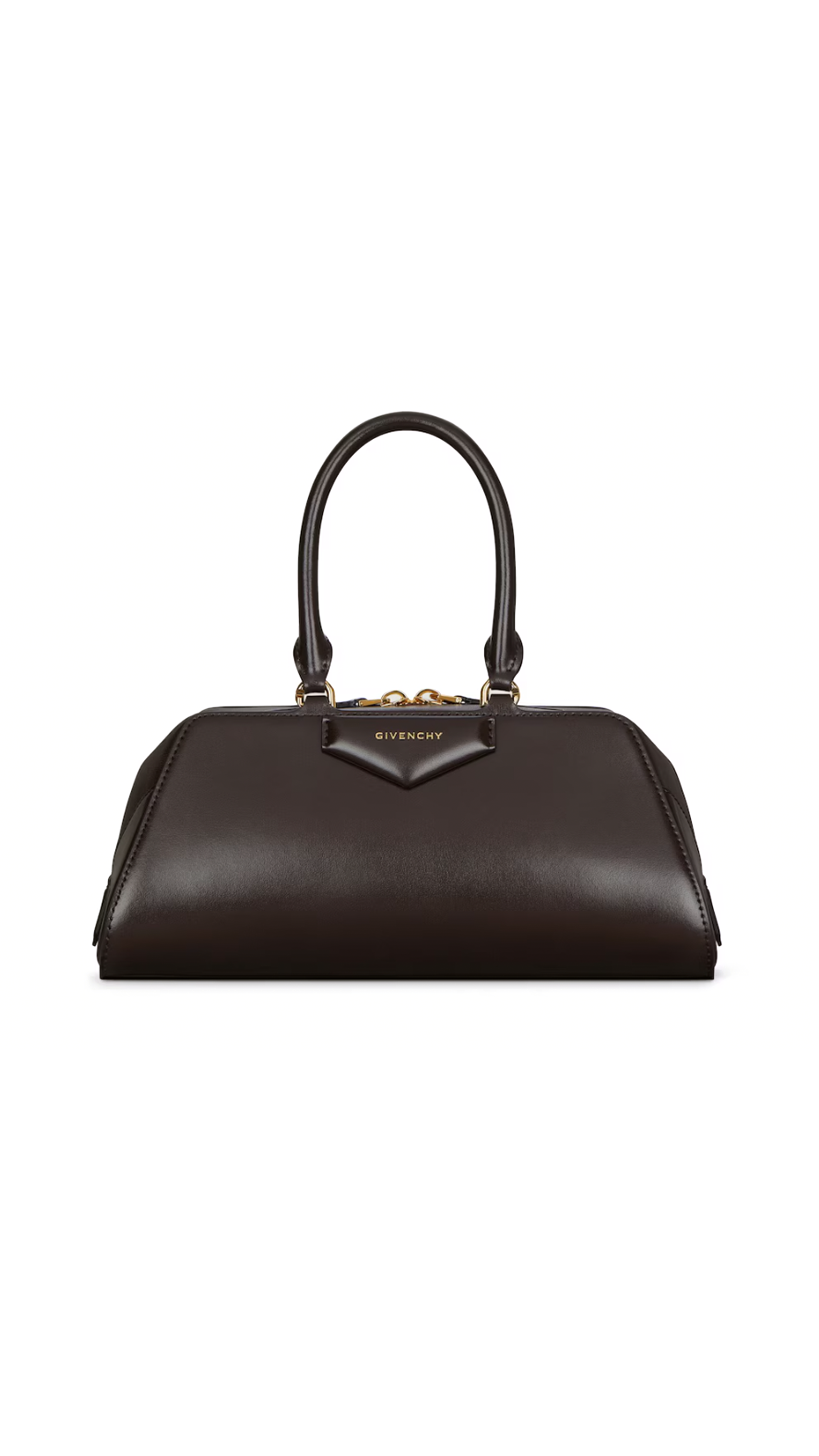 Small Antigona East-West Bag in Box Leather - Chocolate