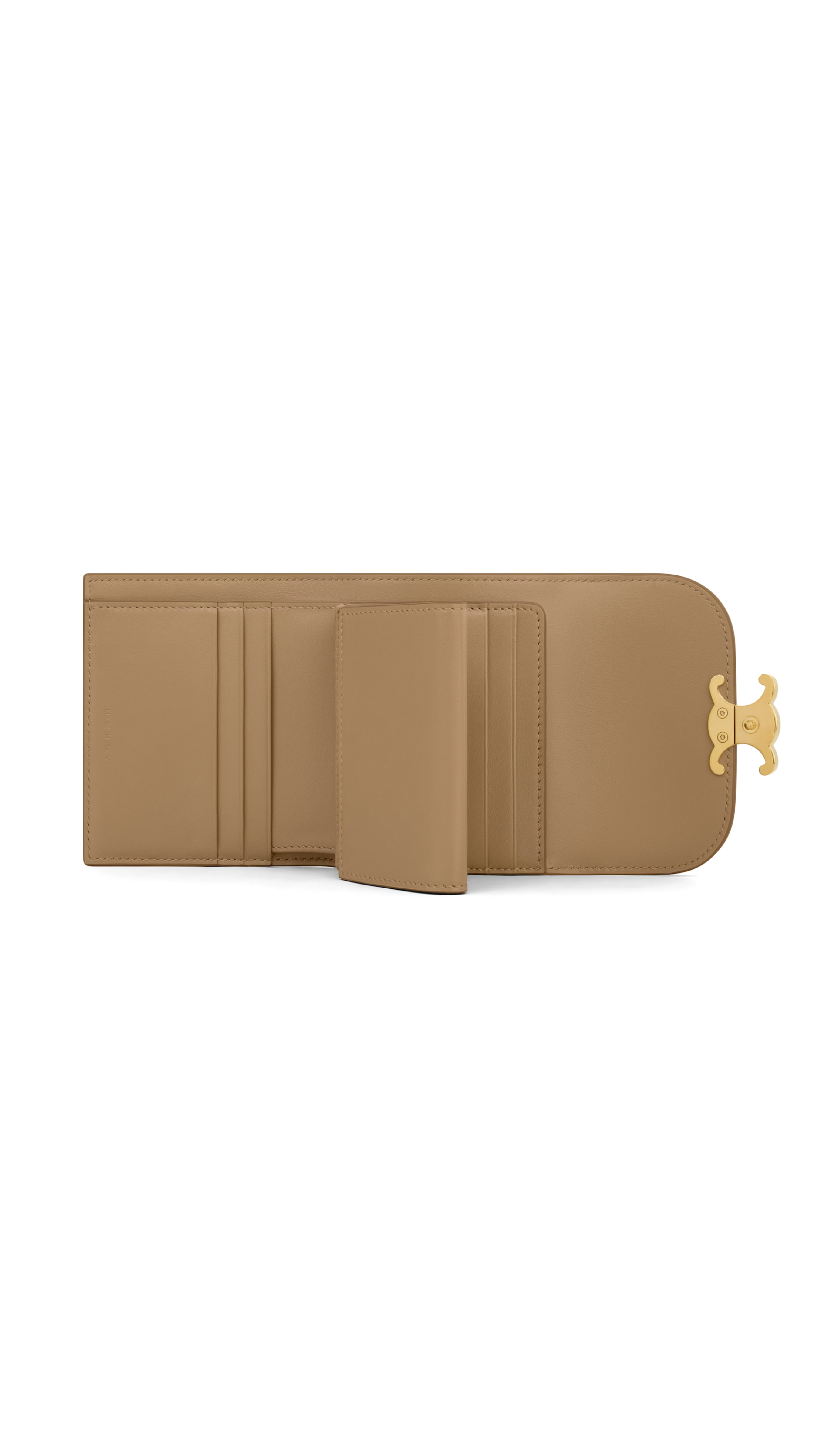 Small Wallet Triomphe in Shiny Calfskin - Smoked Brown