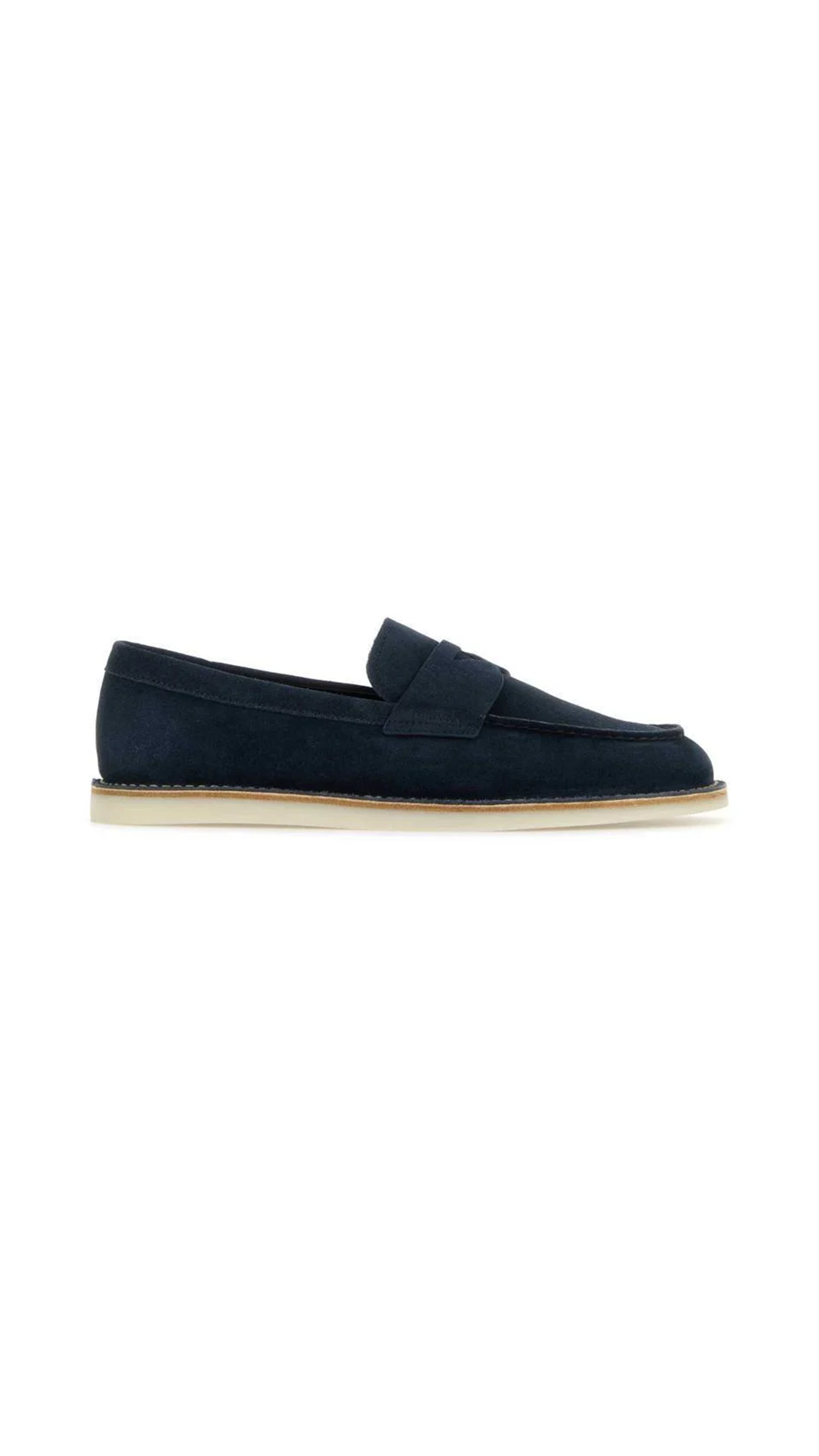 Bleached Suede Loafers - Navy