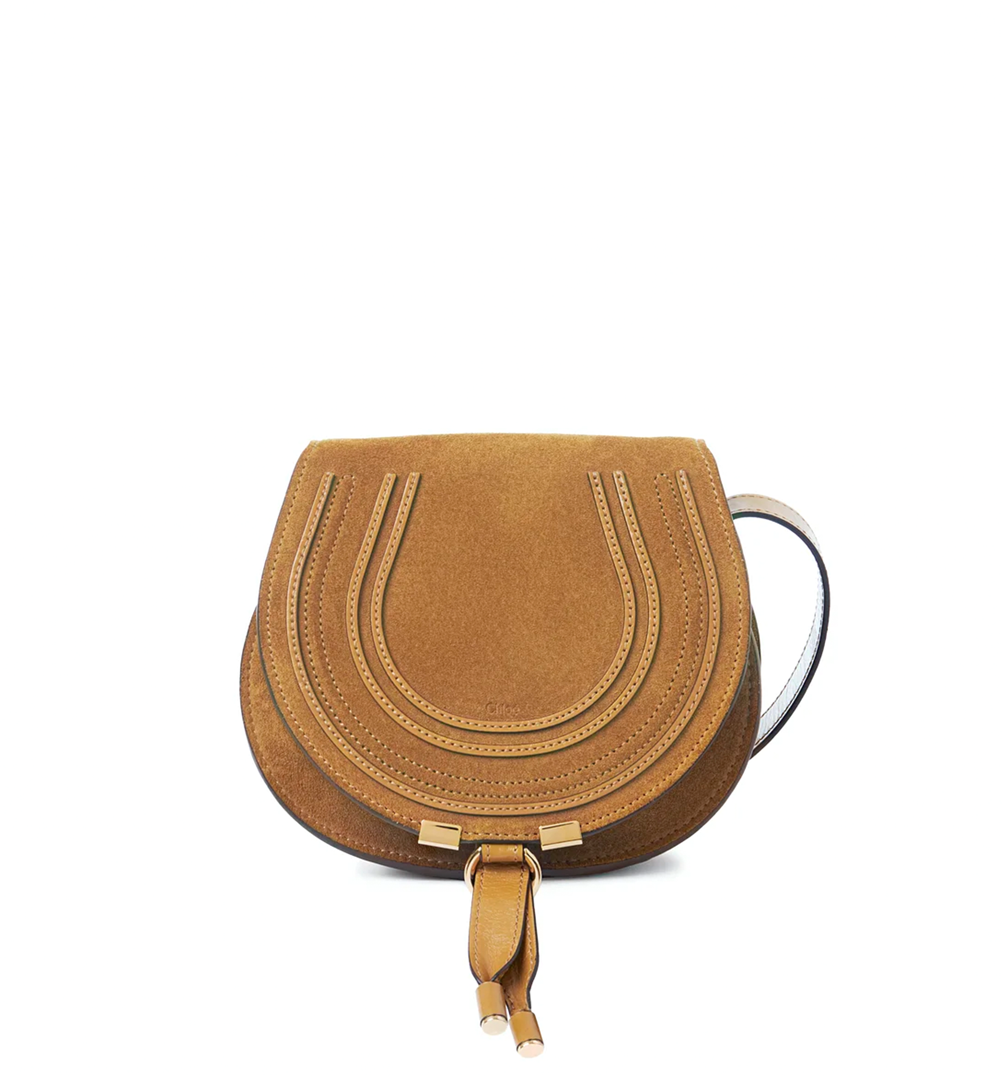 Small Marcie Saddle Bag in Suede Leather