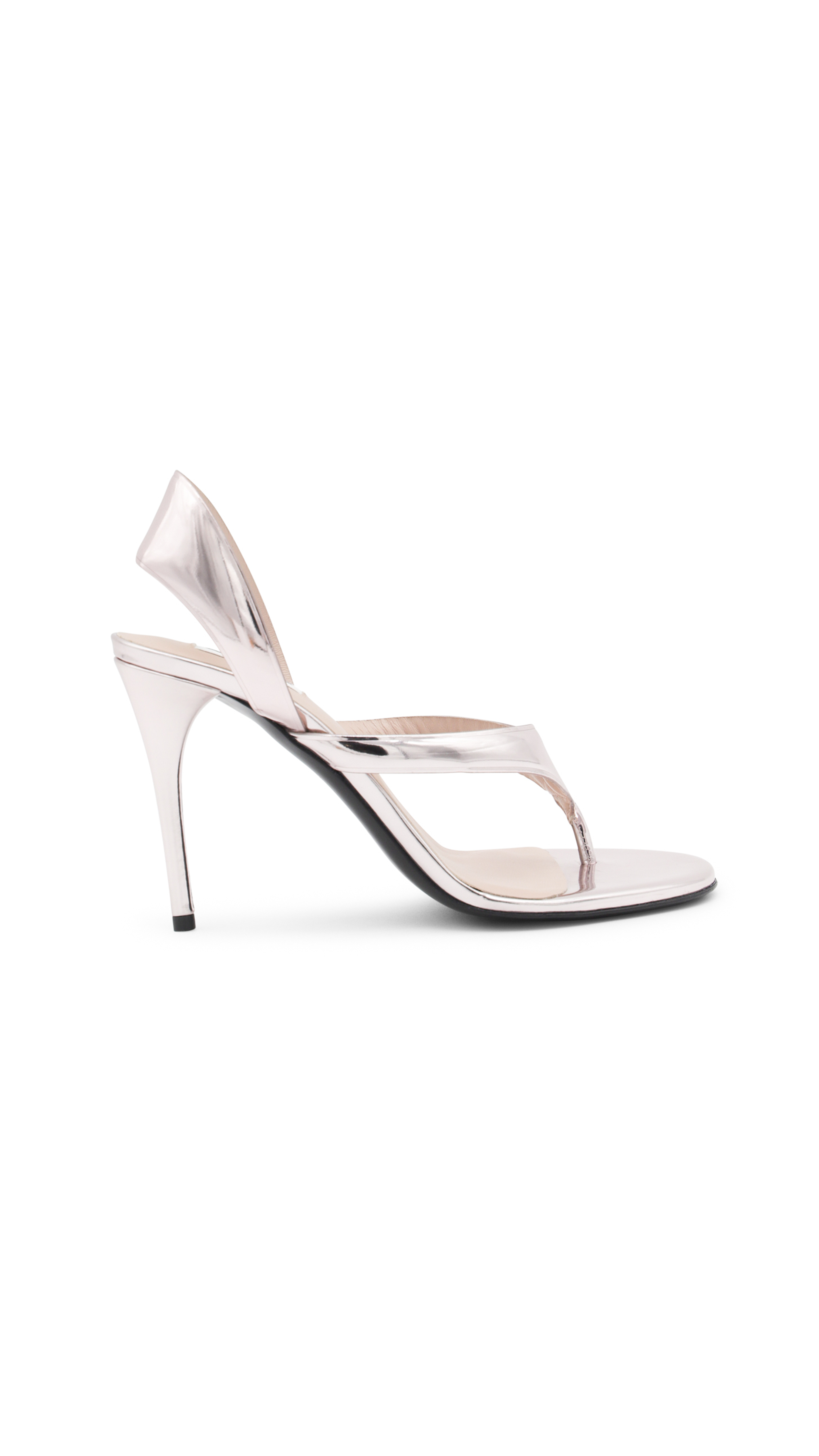 Infradito Sandals in Laminated Leather - Silver Blush