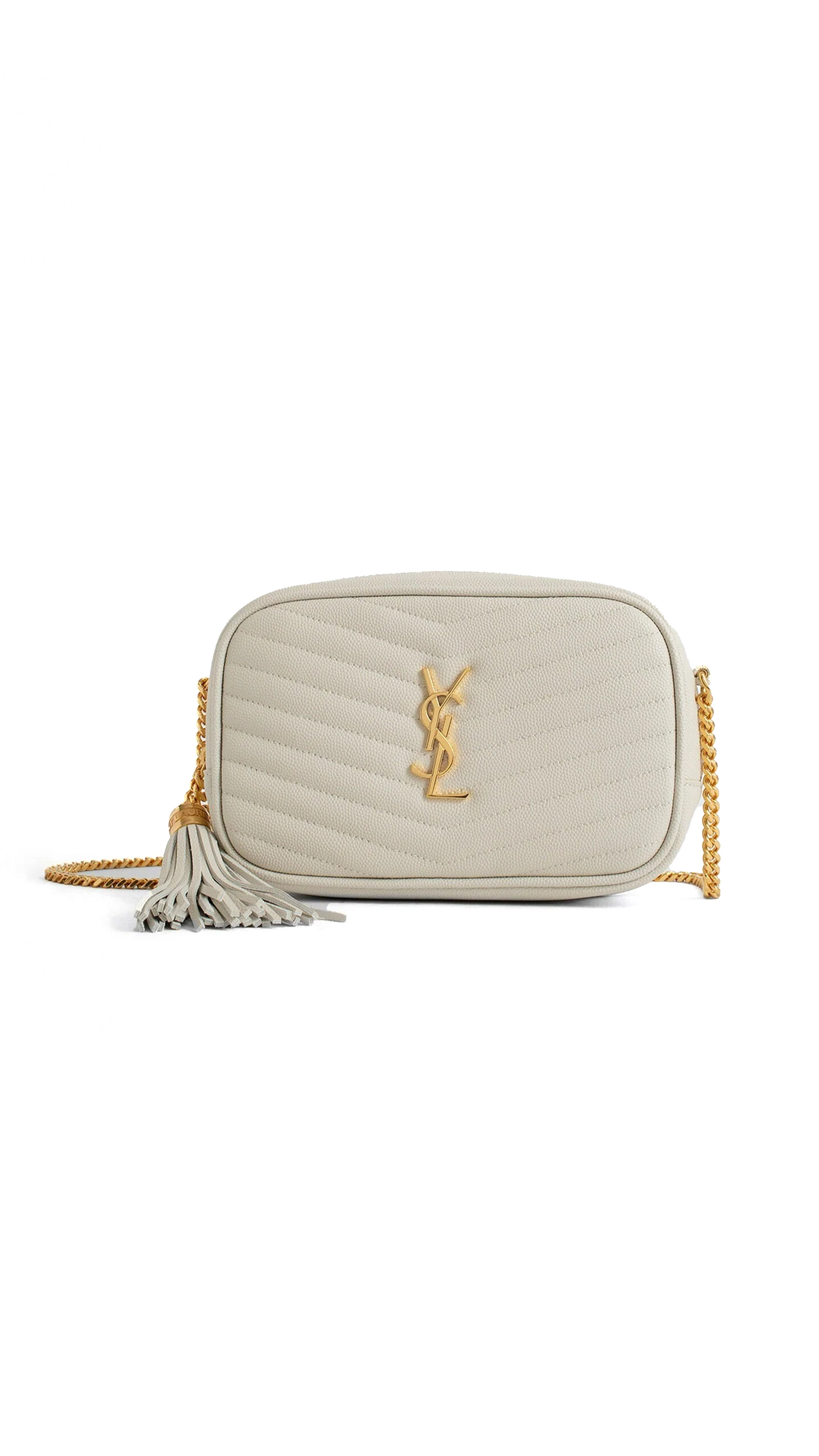 Lou Mini Bag In Quilted Grain De Poudre Embossed Leather - Blanc Vintage