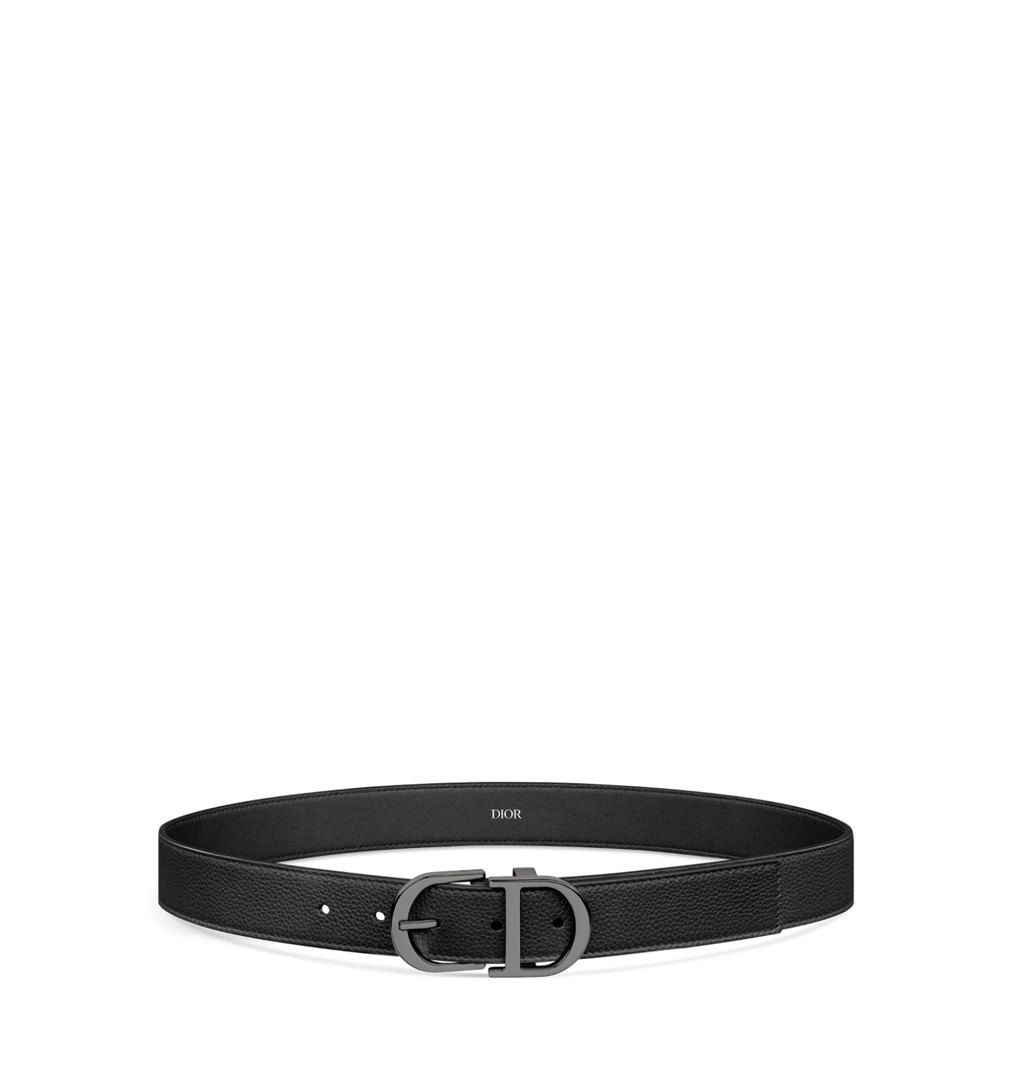 Leather belt with metal CD logo
