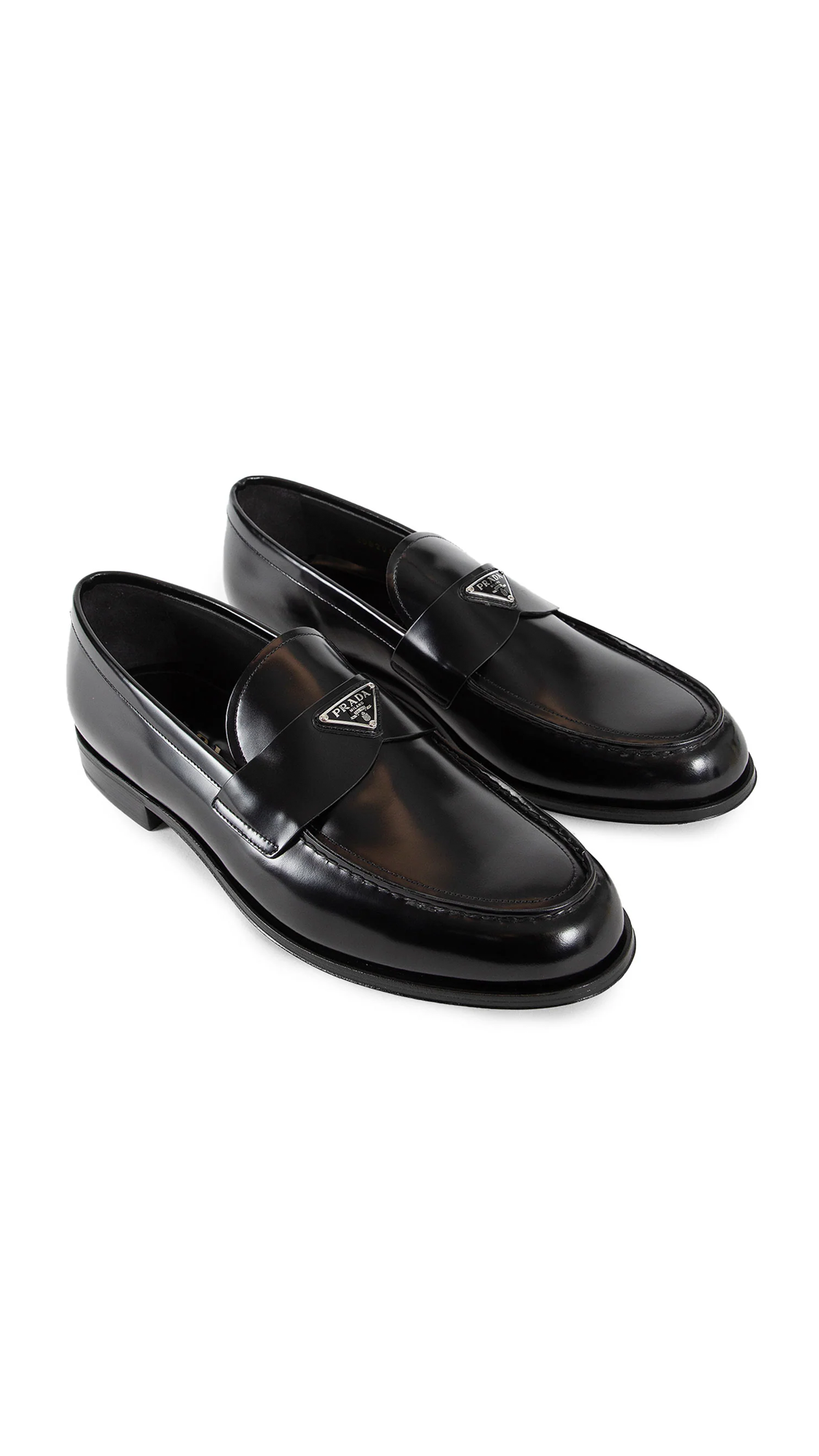 Brushed Leather Loafers - Black