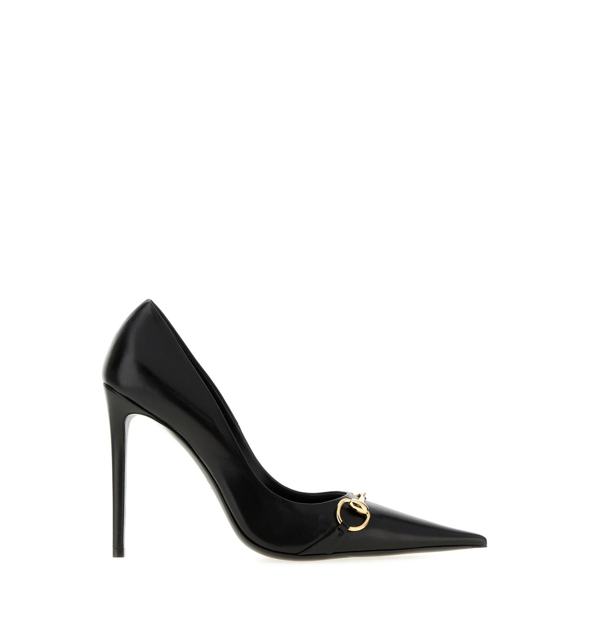 Black leather pumps