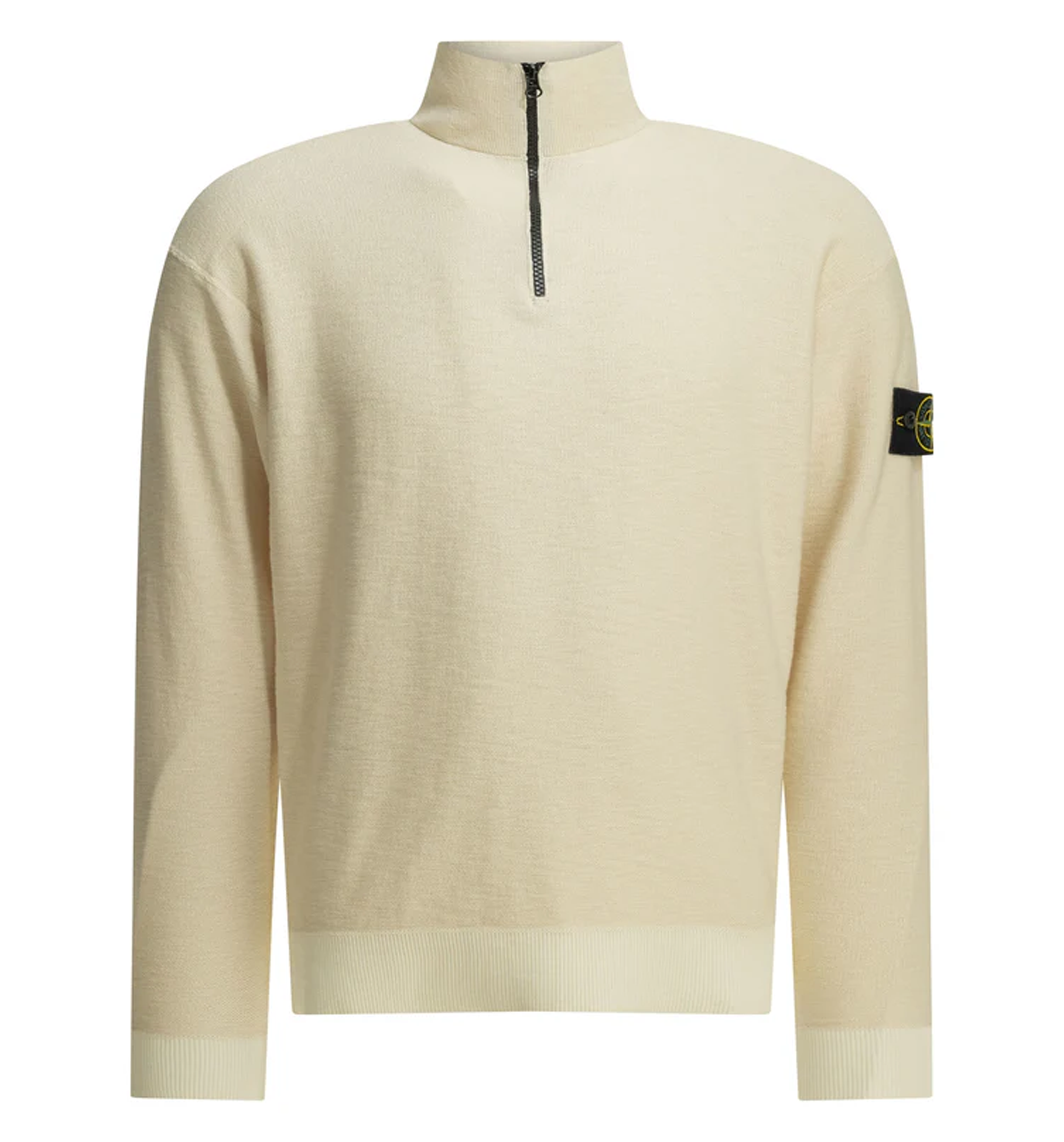 Half zippered cotton knitwear