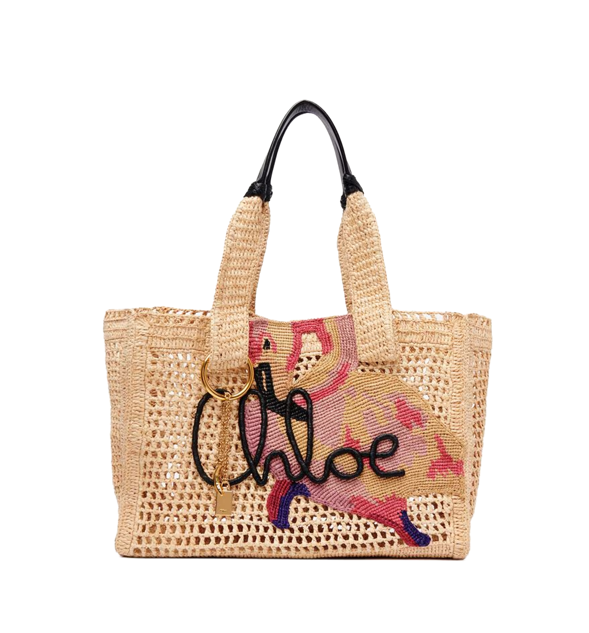 Summer Banana east-west tote bag in raffia