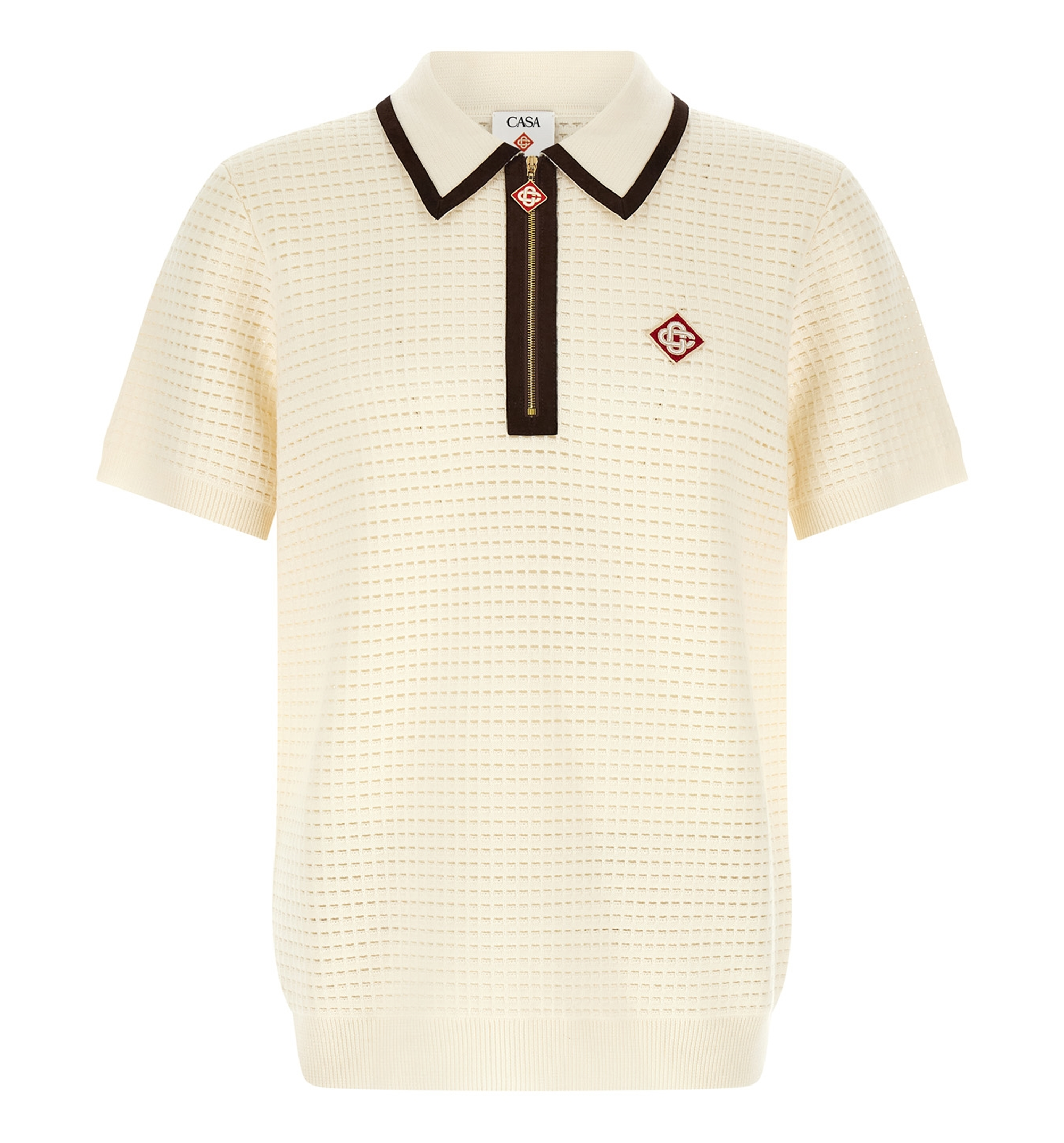 'Waffle stitch' knit polo shirt