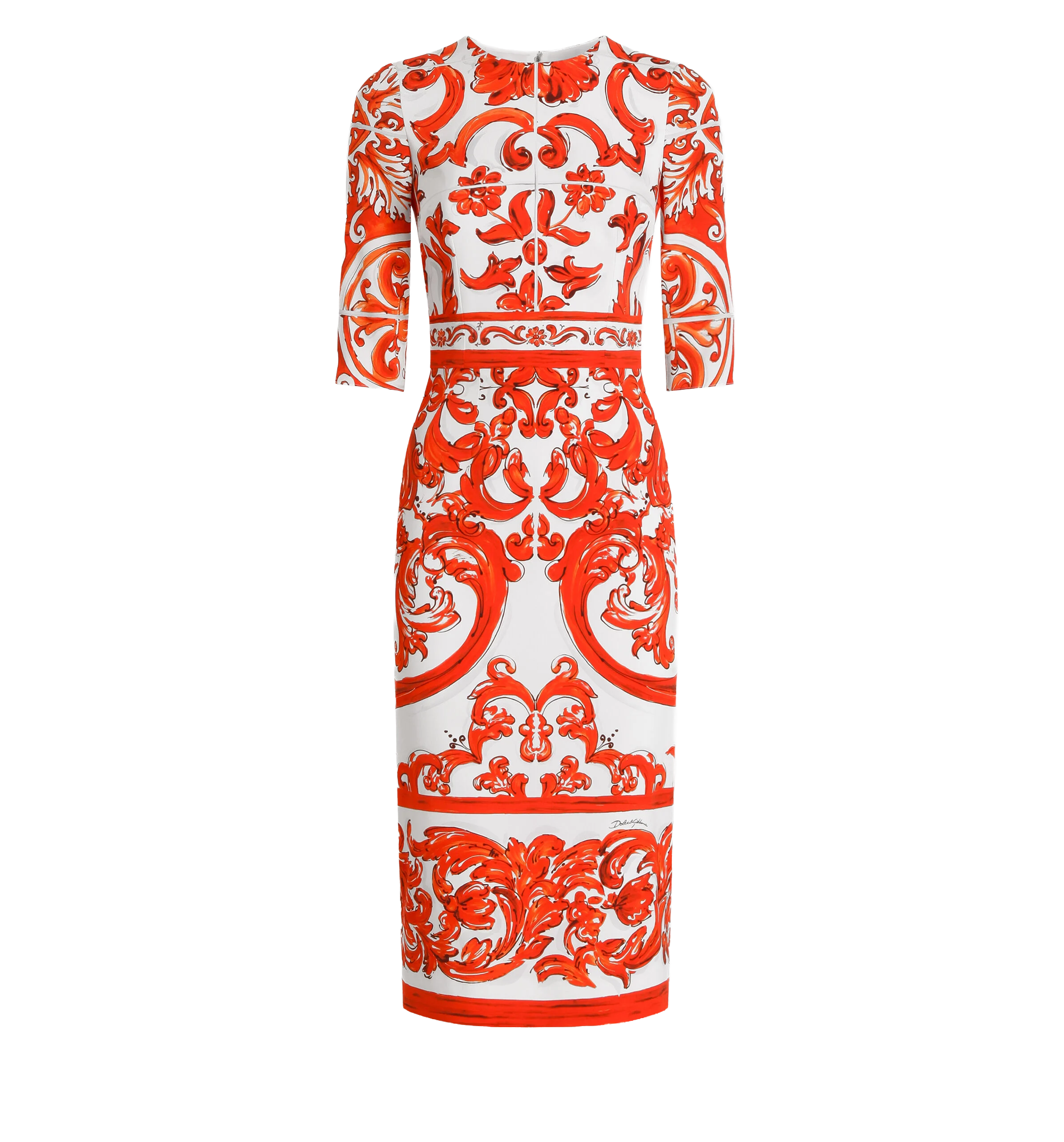 Majolica-print charmeuse dress