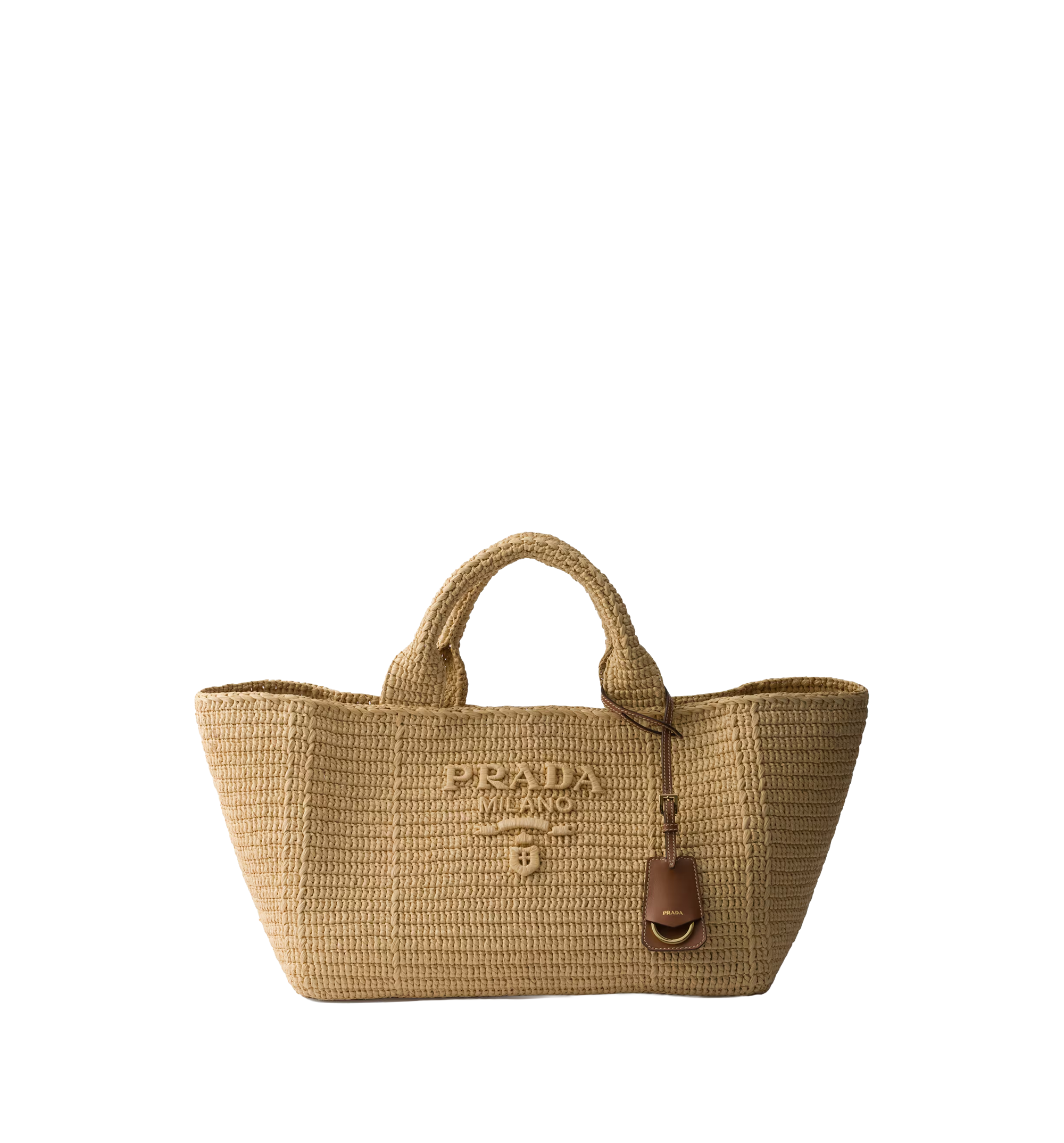 Large crochet tote bag with leather details