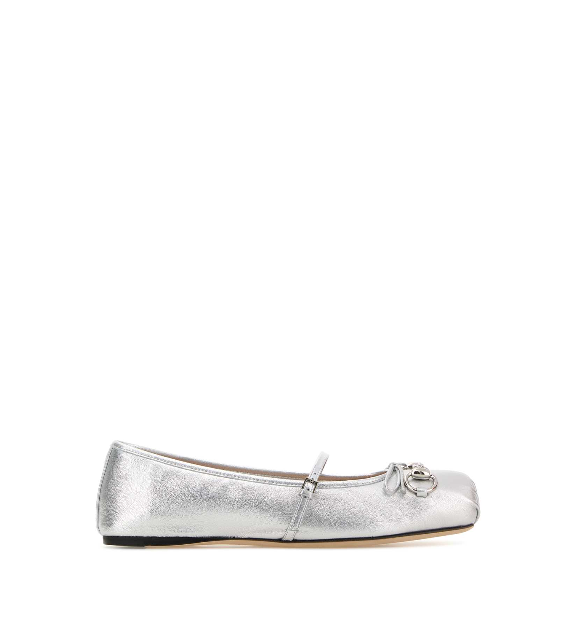 Silver leather ballerinas