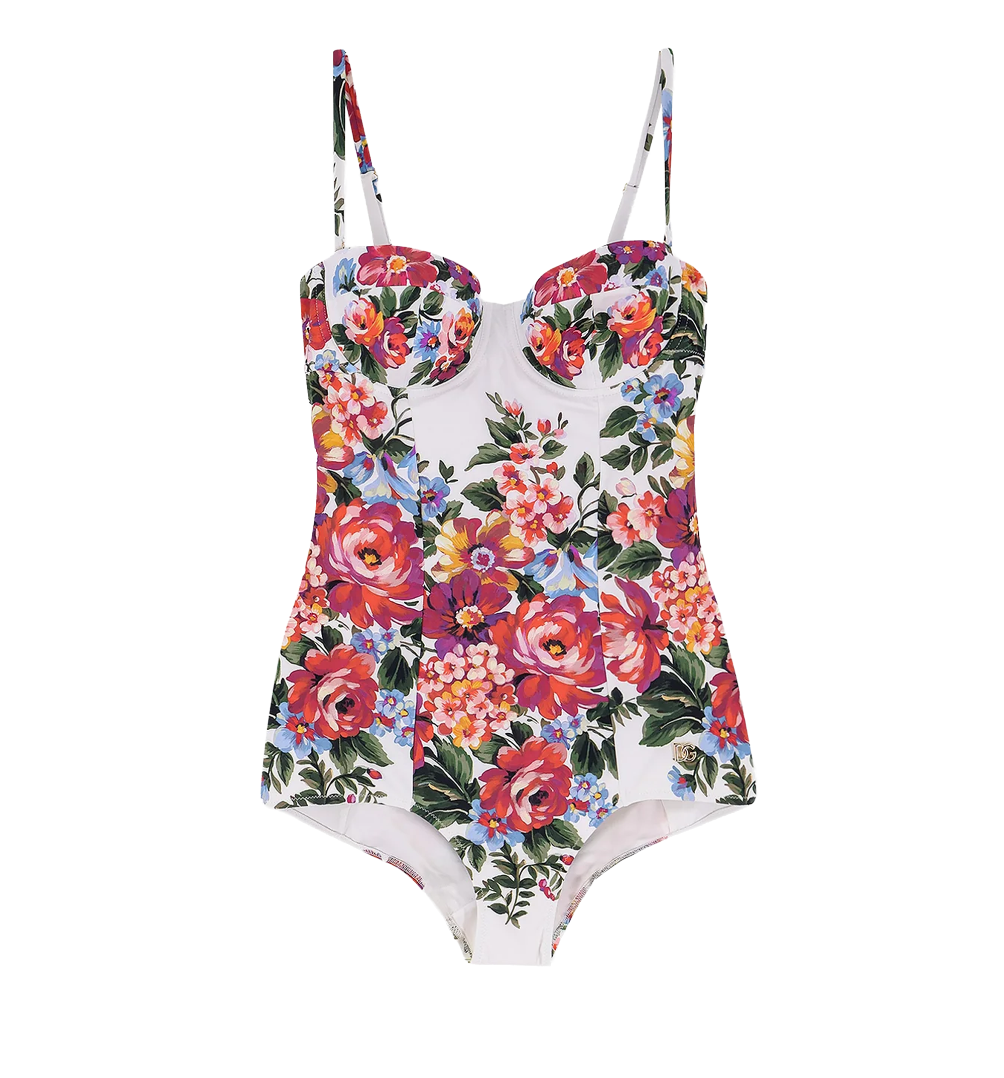 One-piece swimsuit with floral print