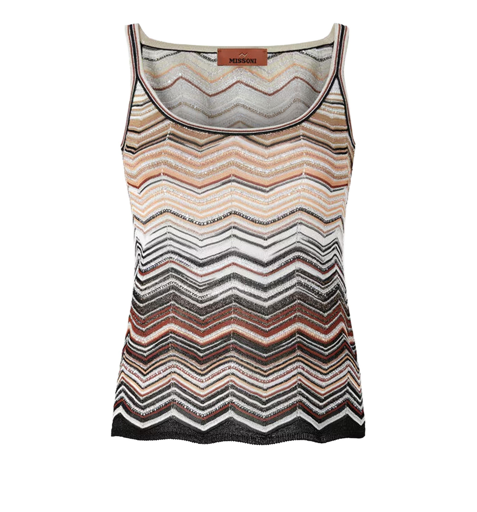 Viscose tank top with laminated chevron pattern