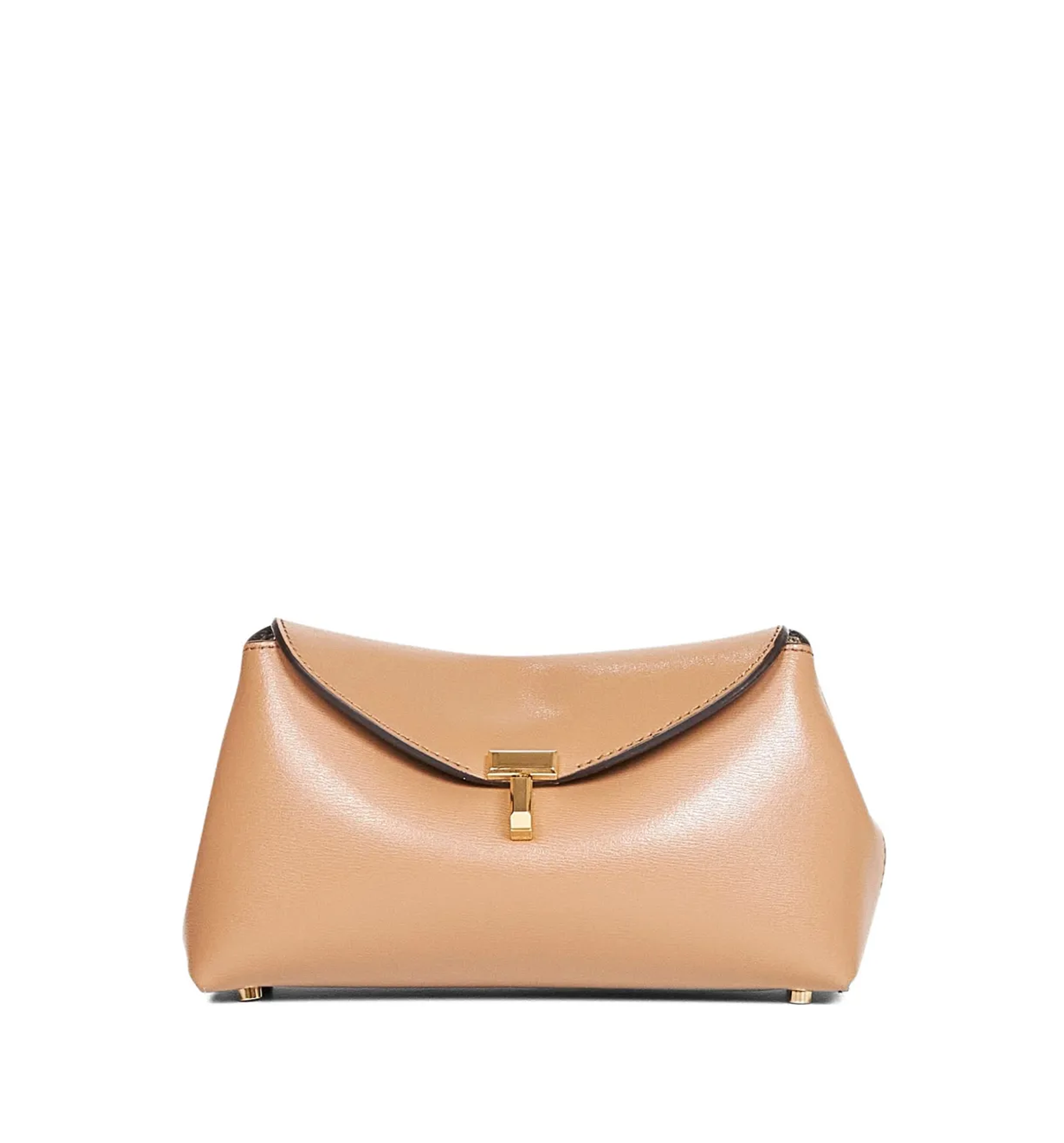 T-lock foldover leather clutch bag