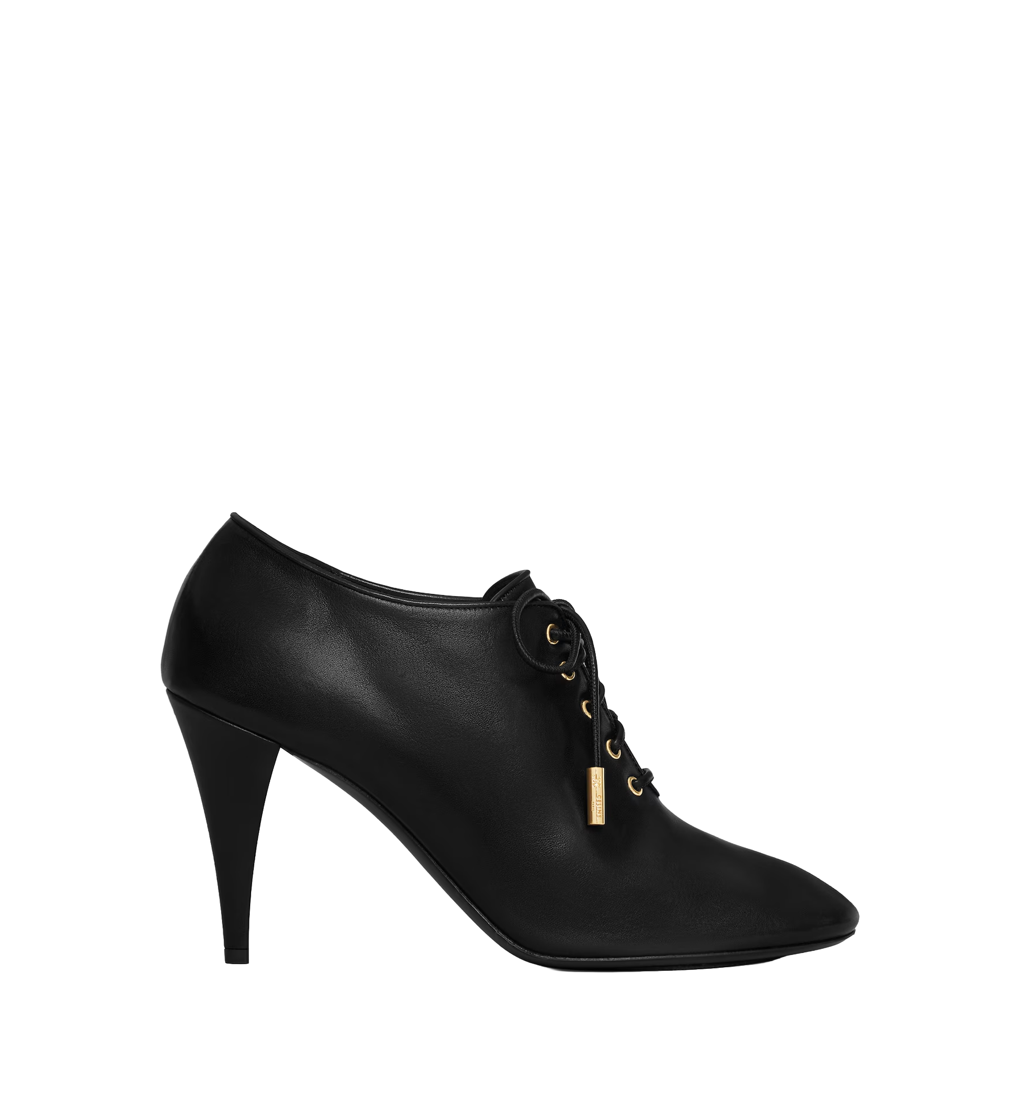 Soft Oxford Lace-up Heeled Ballerina In Calfskin - Vegetal Tanning
