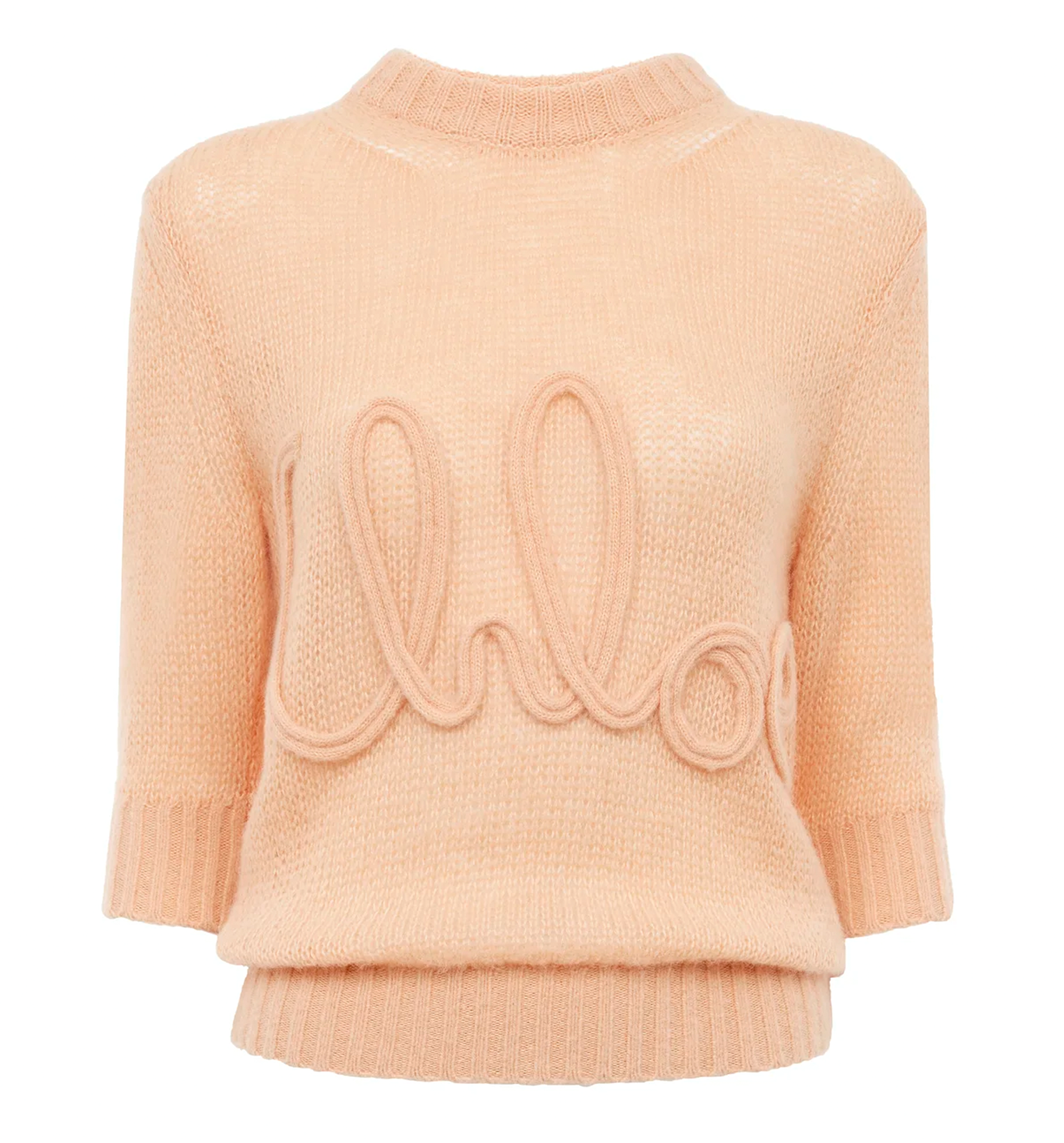 Elbow-Sleeve Logo Sweater in Alpaca Wool