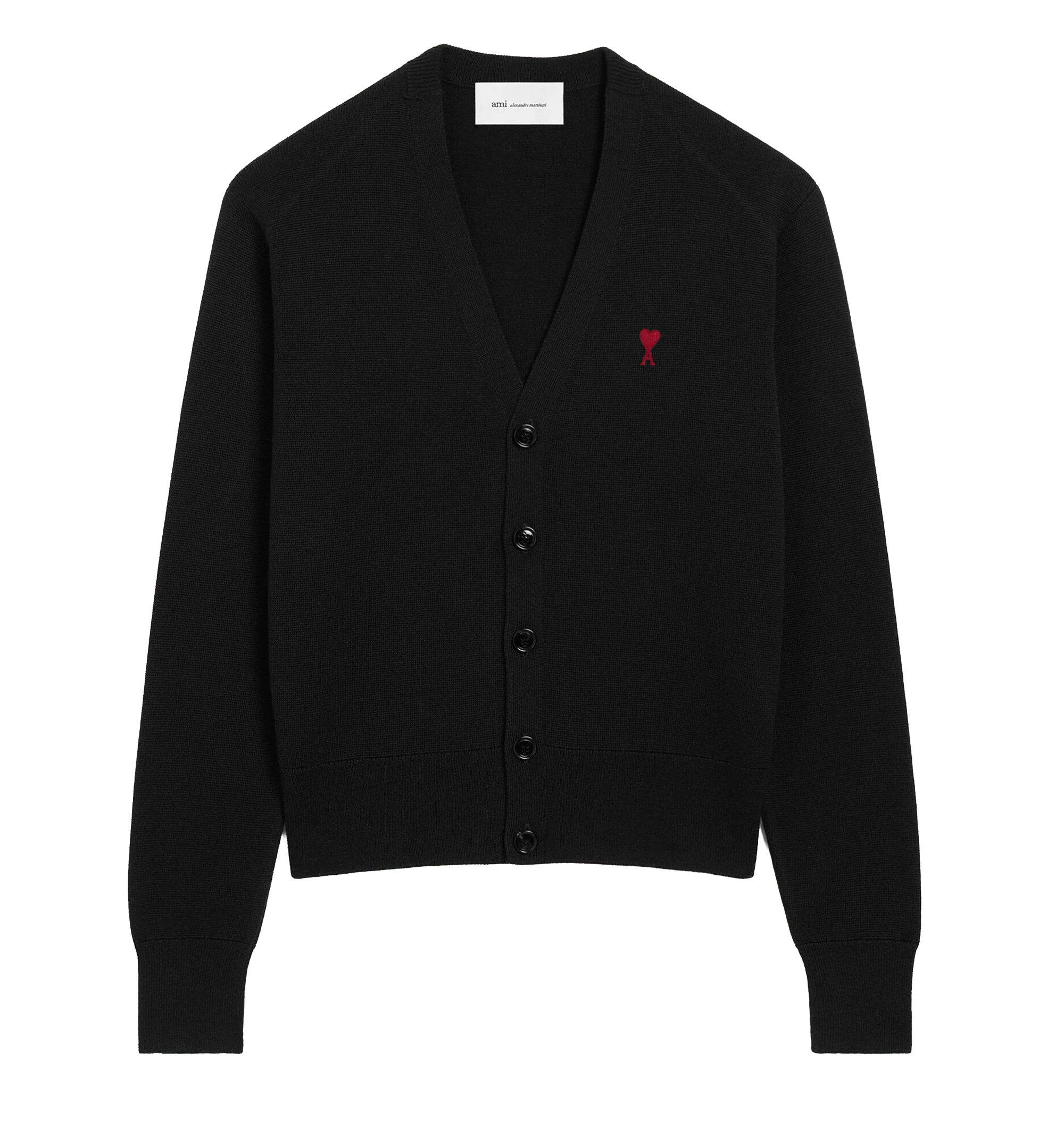 Black Wool Cardigan With Contrasted Ami De Coeur
