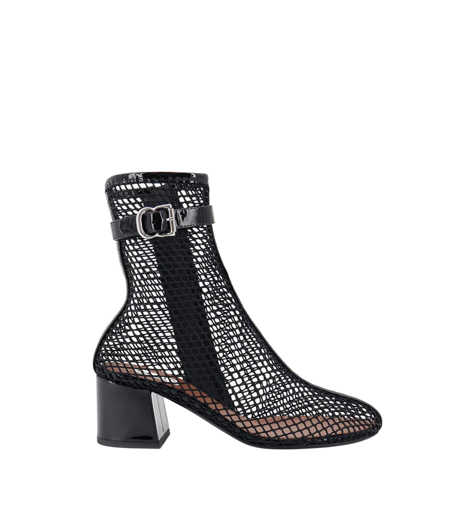 55 mesh and patent leather boots